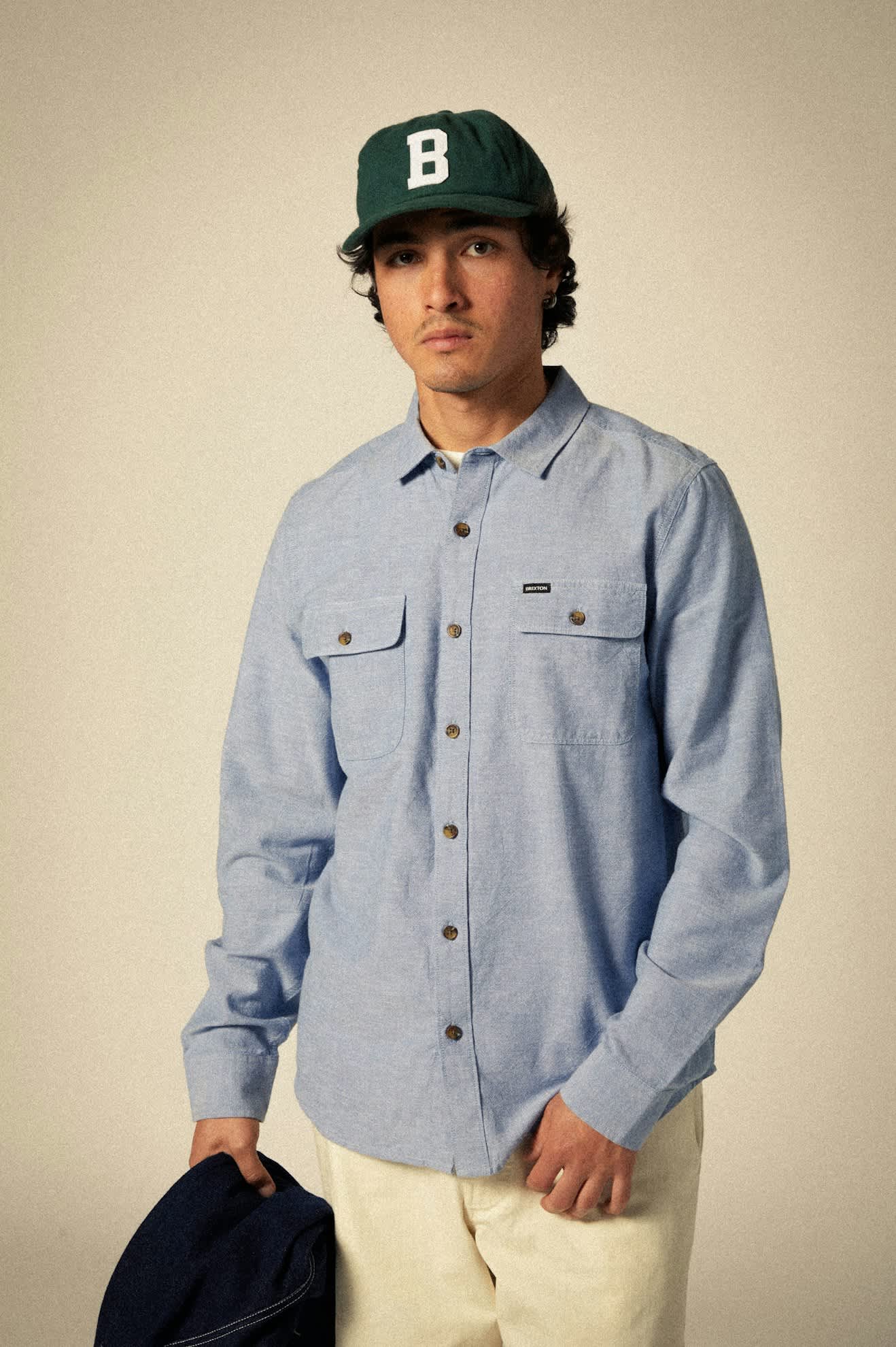 Premium Cotton Long Sleeve Shirt - Medium Wash Chambray Workwear for Men | Casual Office Wear & Outdoor Activities
