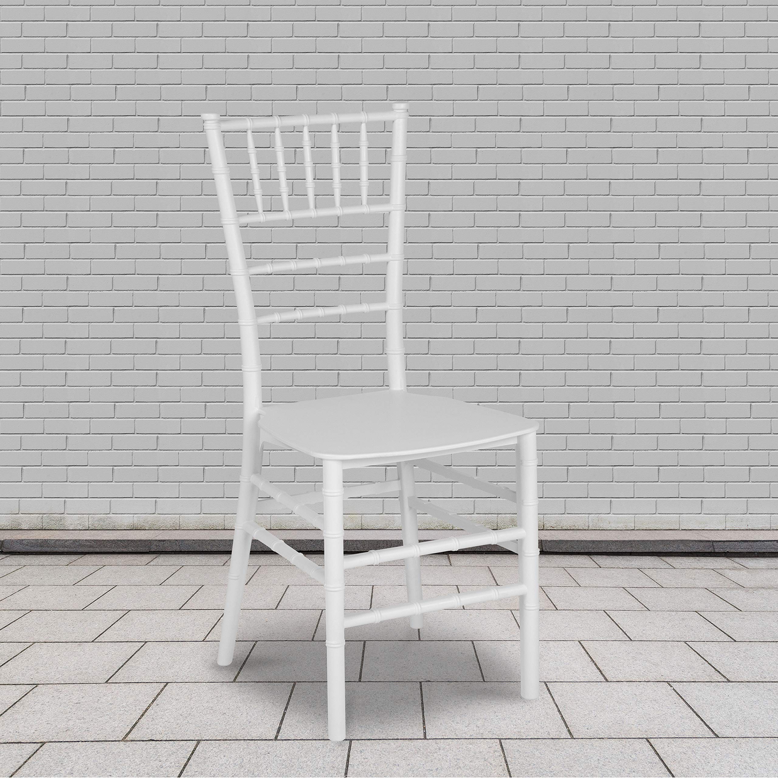 2 Pack White Stackable Resin Chiavari Chairs - Lightweight Banquet & Event Furniture for Weddings, Parties, and Catering Services