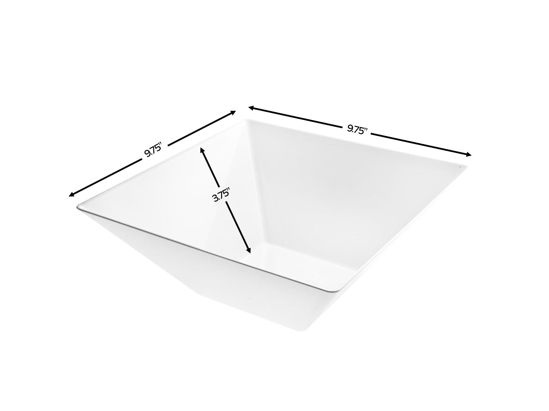 White Plastic Square Salad Bowls - Set of 3 | Durable BPA-Free Serving Bowls for Salads, Snacks & Meal Prep | Perfect for Parties, Picnics & Family Dinners