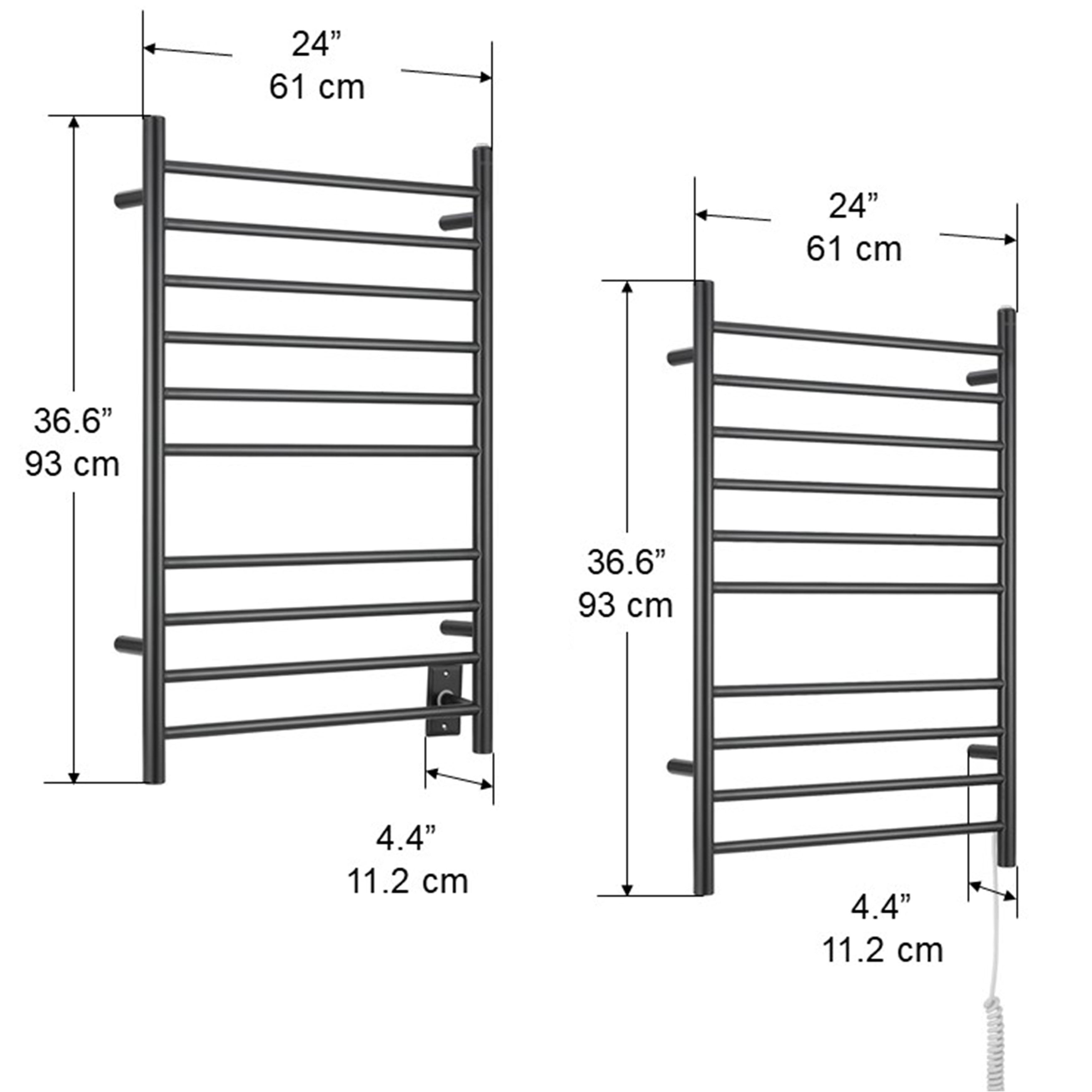 Ancona Novara 10 Bar Dual Wall Mounted Towel Warmer - Matte Black Finish | Perfect for Bathrooms, Spas & Luxury Homes