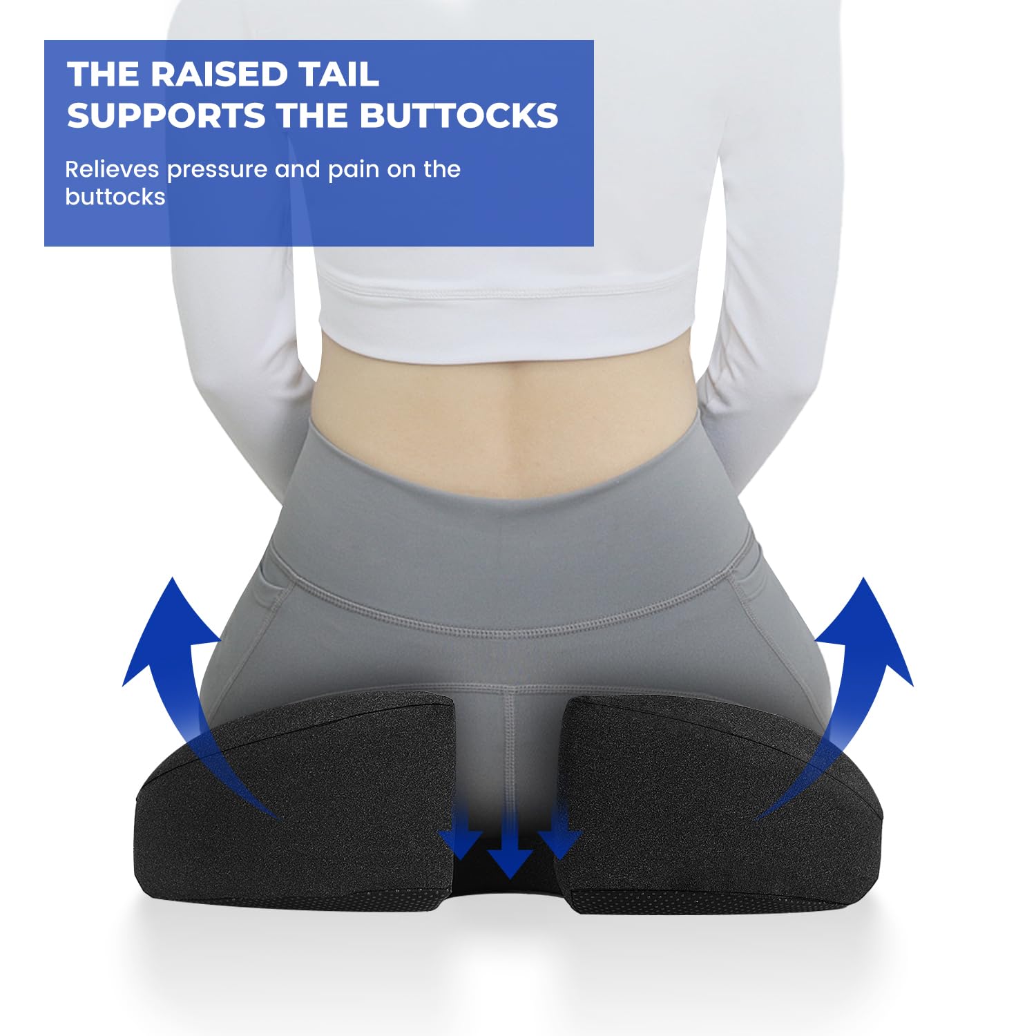 Premium U-Shaped Memory Foam Seat Cushion for Office Chairs - Orthopedic Coccyx & Hip Pain Relief - Ergonomic Bucket Design for Long Sitting Comfort - Ideal for Office, Car, Wheelchair & Desk Use (Large, Gray) - Perfect for Work, Driving & Home Office Comfort