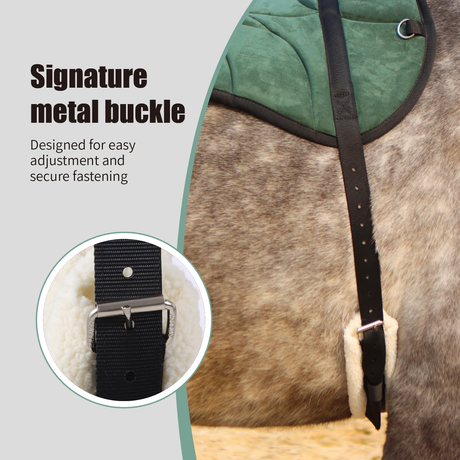 Harrison Howard Anti-Slip Bareback Pad - Extra Thick Center for Maximum Support, Ergonomic Design with Side Pockets & Matching Girth - Perfect for Trail Riding, Horse Training, and Comfortable Bareback Riding