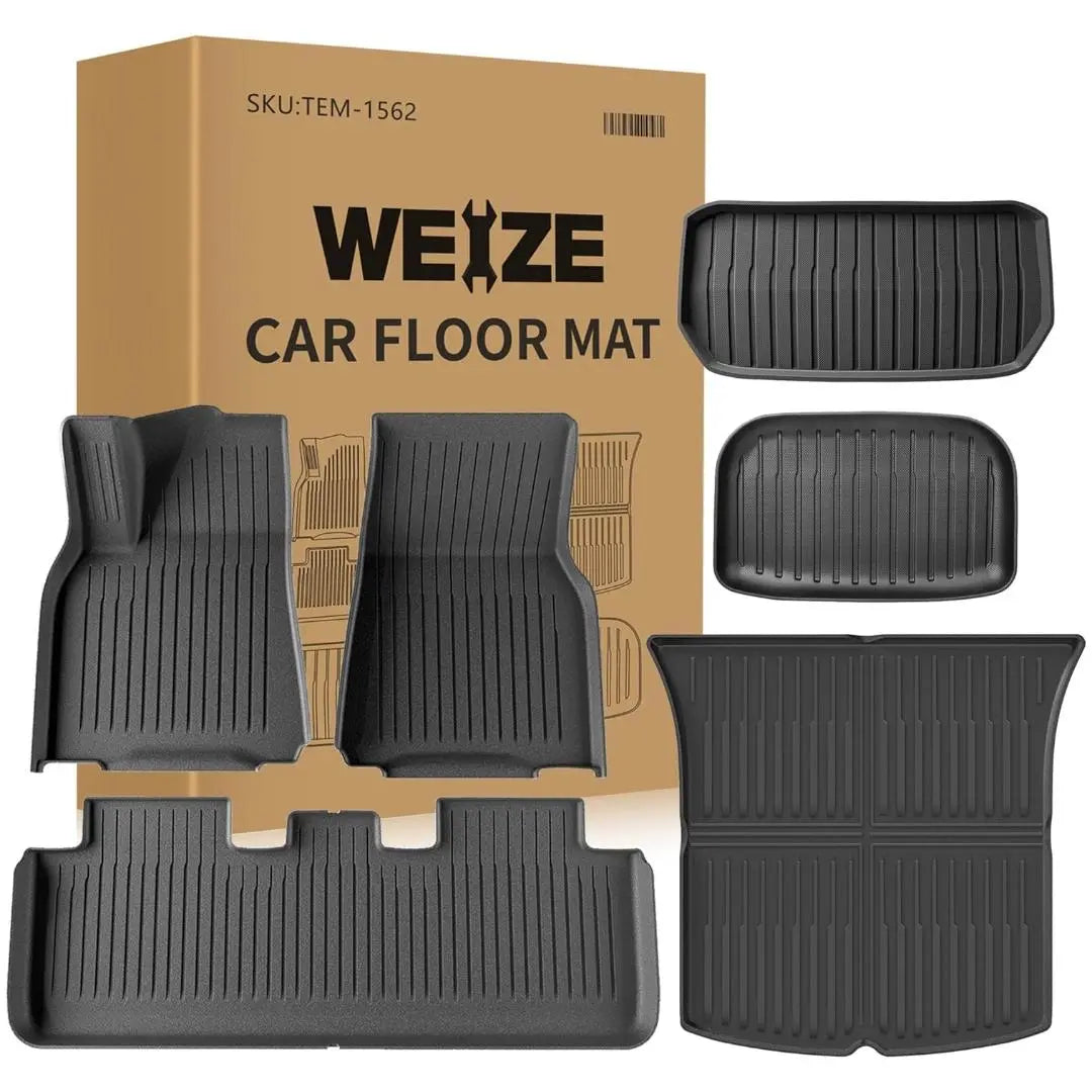 Premium All-Weather TPE Floor Mats for Tesla Model Y 5-Seat (2021-2024) - Complete 6-Piece Set with Cargo Liner & Trunk Mats - Durable, Custom Fit Car Accessories for Road Trips, Daily Commute & Outdoor Adventures