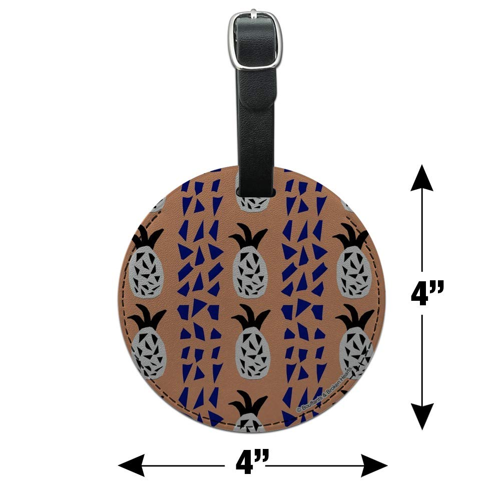 Pineapple Design Round Leather Luggage Tag - Durable Suitcase ID Tag for Carry-On Bags | Perfect for Travel, Vacation & Business Trips