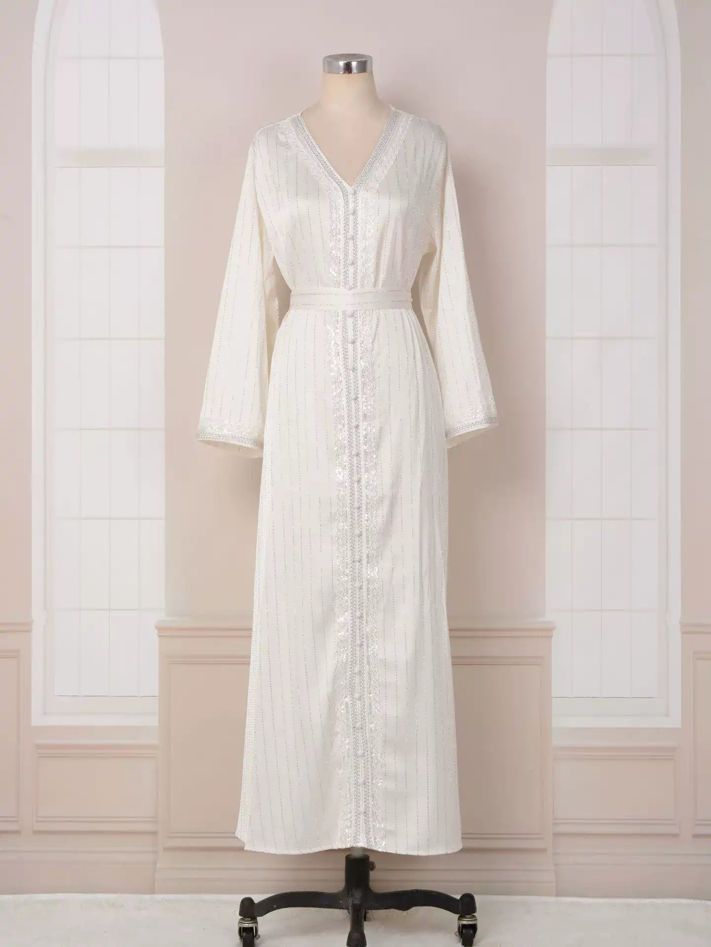 Elegant Hotfix Rhinestones Caftan Dress for Women - Eid Party, Wedding, Special Occasions - #25065 | Boho Chic, Plus Size, Long Flowy Maxi Dress