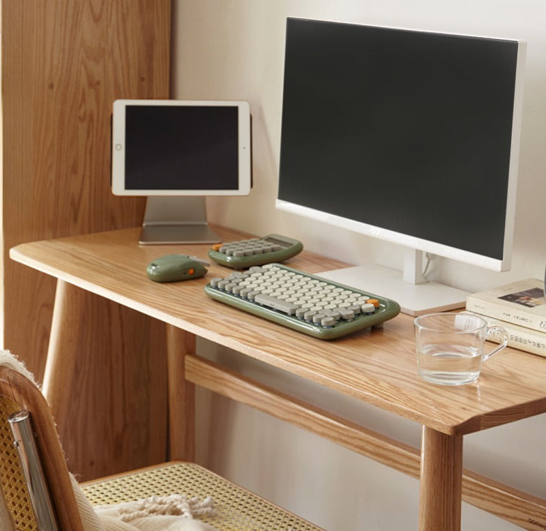 Solid Oak & Cherry Wood Narrow Office Desk - Compact Workspace Solution for Small Spaces & Home Offices