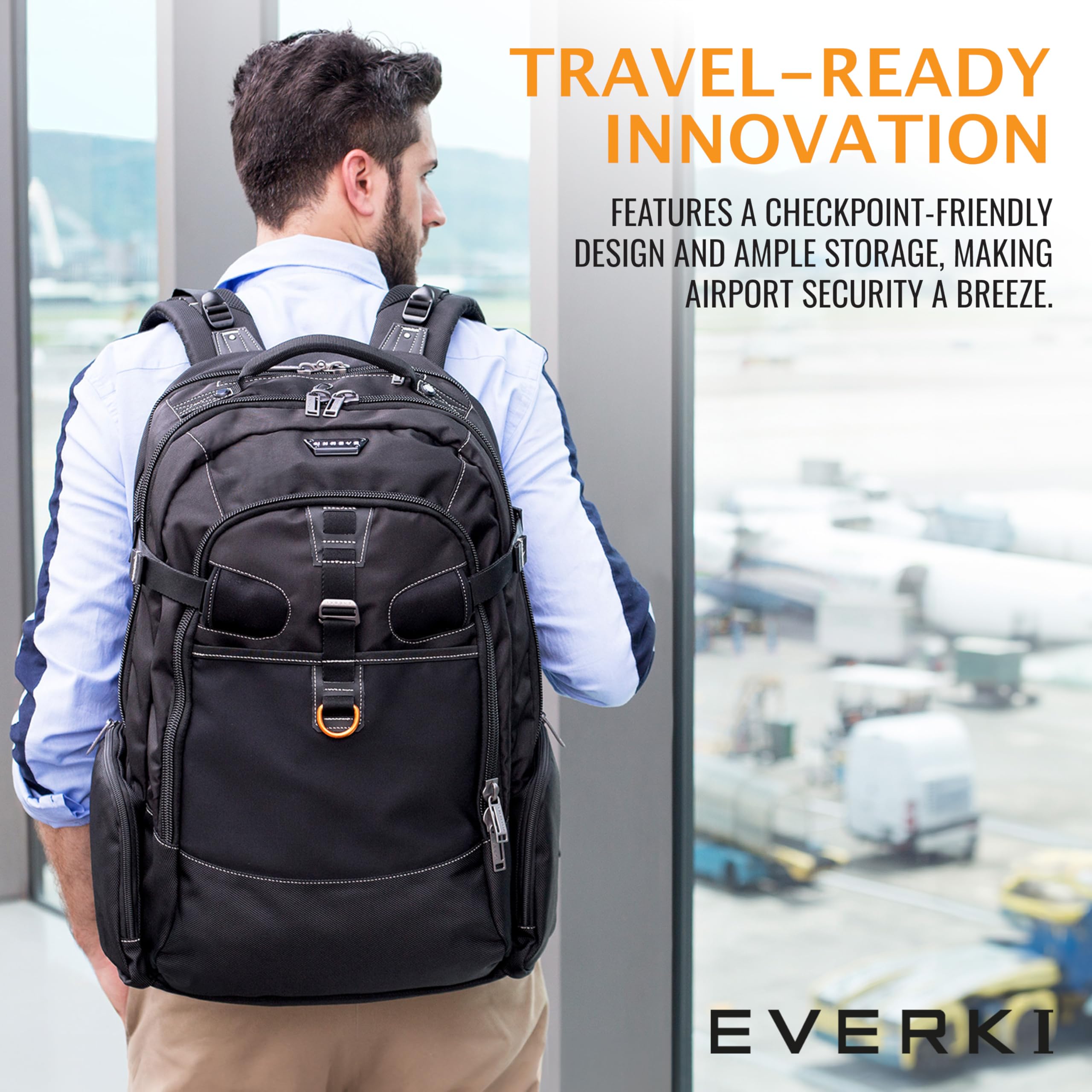 EVERKI Business 120 Professional Laptop Backpack with Rain Cover - XL 18.4