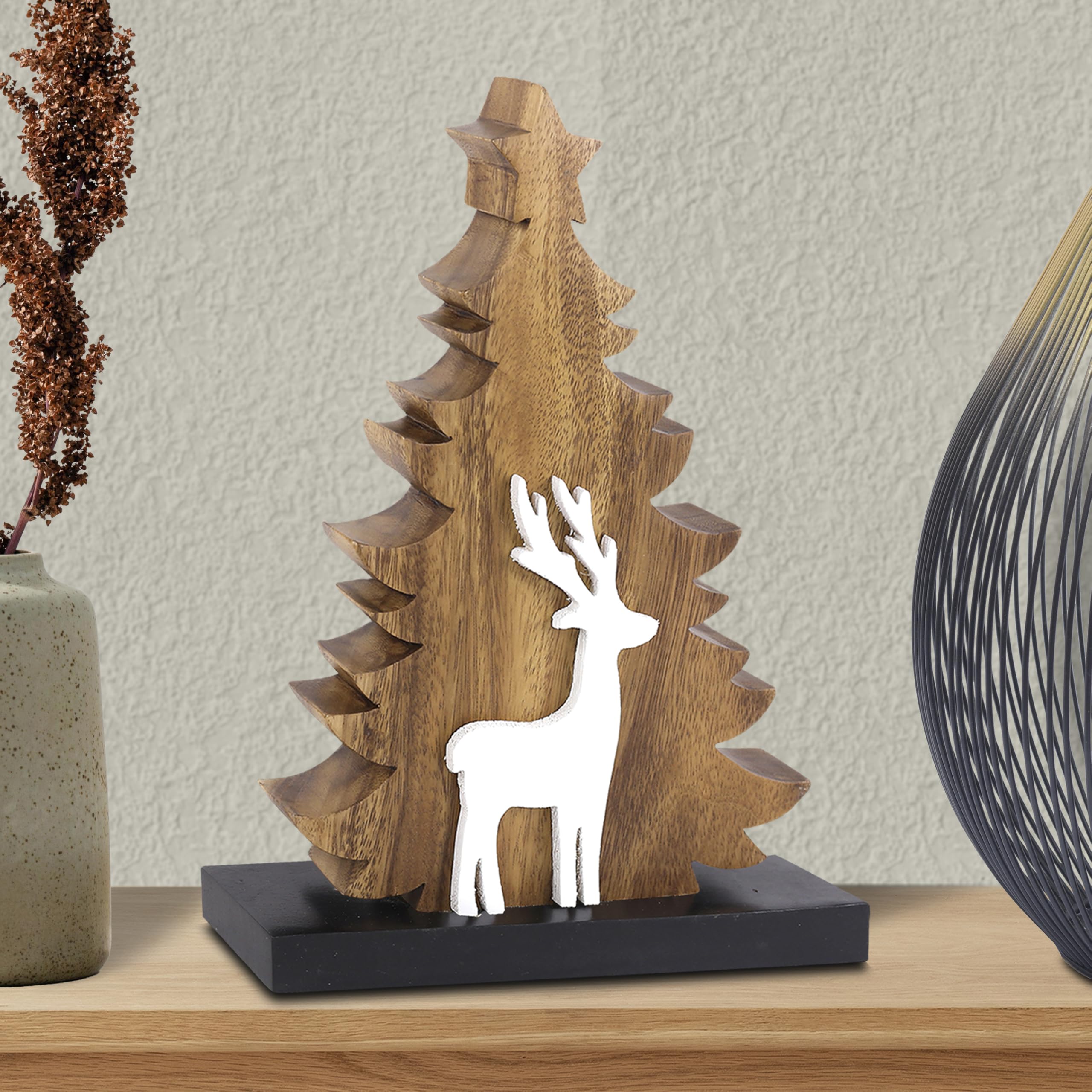 Handcrafted Solid Wood Christmas Tree Centerpiece - Holiday Home Decor for Living Room, Bedroom, Dining Table & Farmhouse - Perfect Housewarming Gift & Seasonal Decoration (Christmas Tree Decor, Coffee Table Centerpiece, Kitchen Decor)