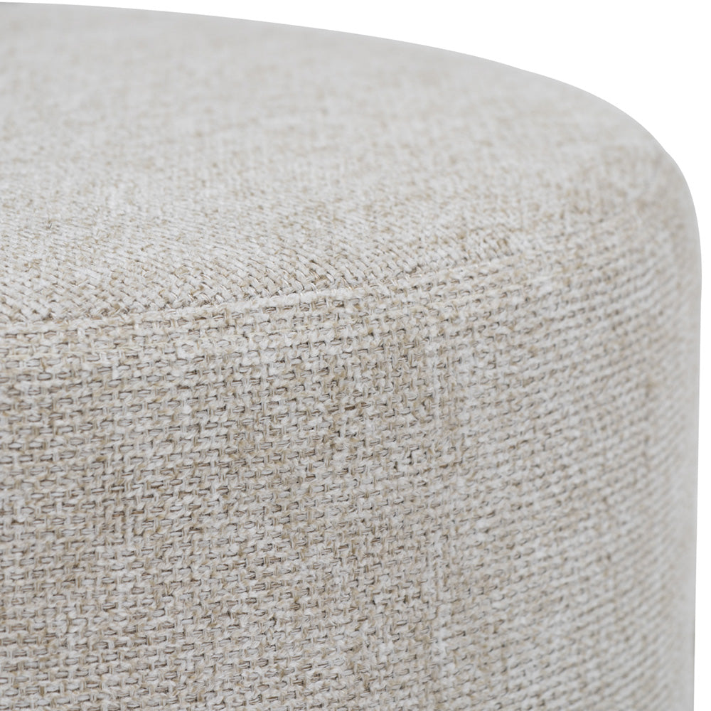 AURA Ottoman 37.5cm Beige & Walnut - Stylish Footrest & Storage Stool for Living Room, Bedroom, or Office