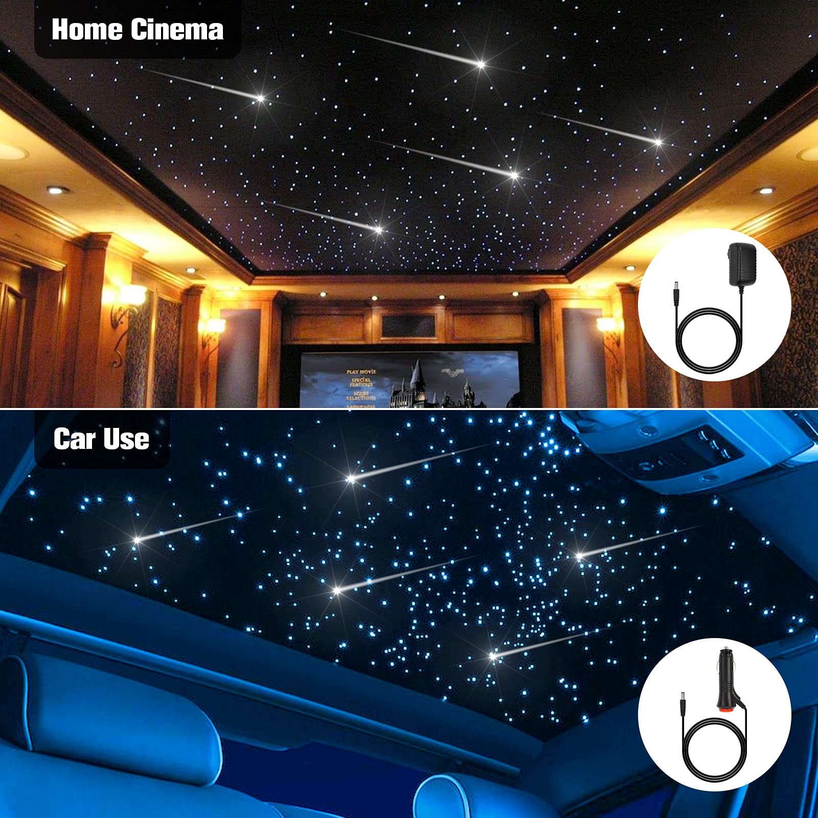 CHINLY 32W Meteor Twinkle 800pcs 13.1ft 0.03in Fiber Optic Star Ceiling Lights Kit with Shooting Stars, Bluetooth APP & Remote Control, RGBW LED Lights for Bedroom, Theater, Home Theater, Party Decor