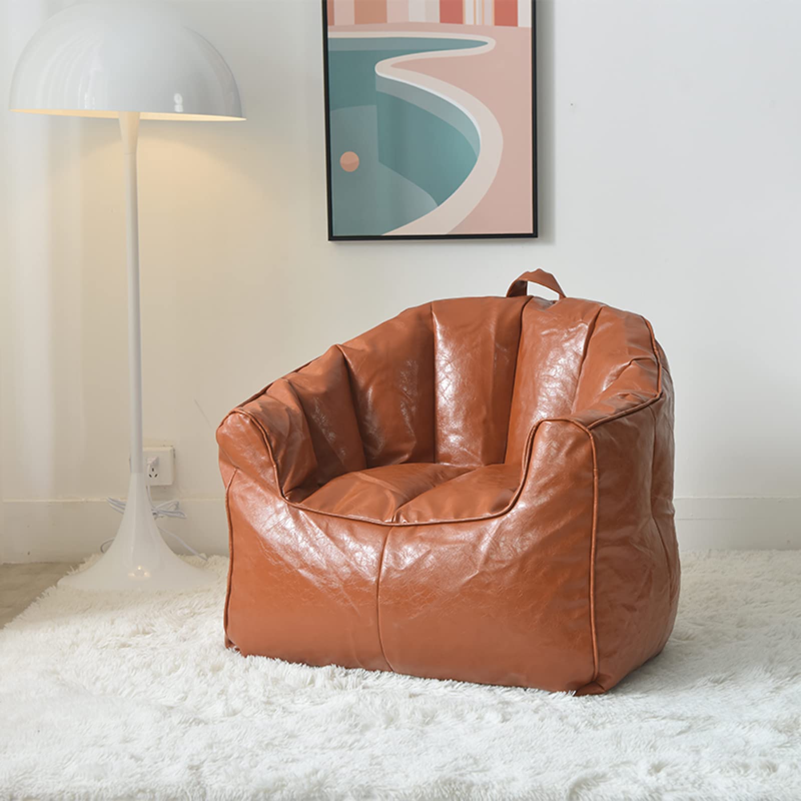 Waterproof PU Leather Bean Bag Chair Cover - No Filling, Gaming & Lounge Accessory for Teens, Adults & Pets - Perfect for Dorm, Living Room, Bedroom & Home Decor (Brown)