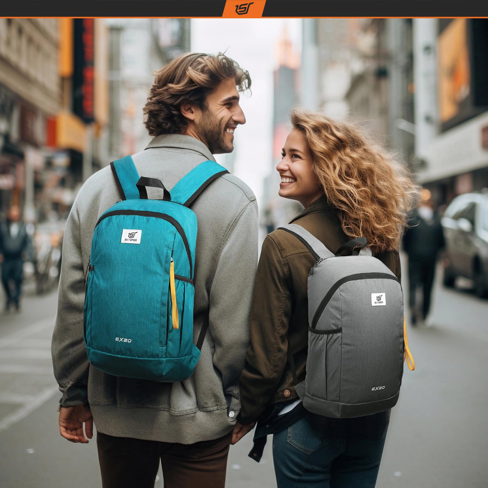 SKYSPER 20L Lightweight Hiking Backpack - Compact Travel Daypack for Women & Men, Water-Resistant Grey Outdoor Backpack for Camping, School, Work Commute
