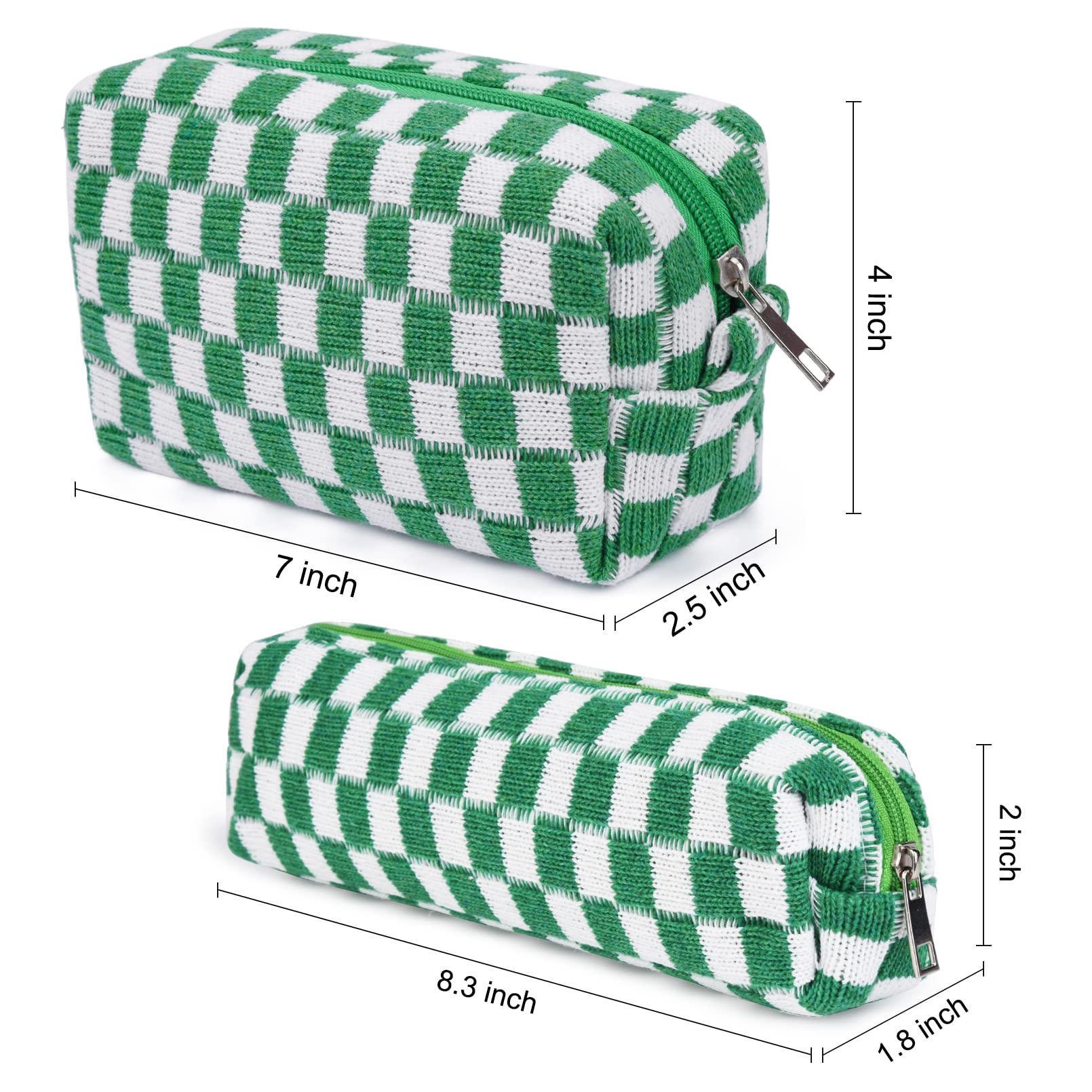 Checkered Makeup Bag & Brush Organizer - Large Capacity Cosmetic Travel Case for Women | Perfect for Makeup Storage, Travel Essentials & Toiletry Organization