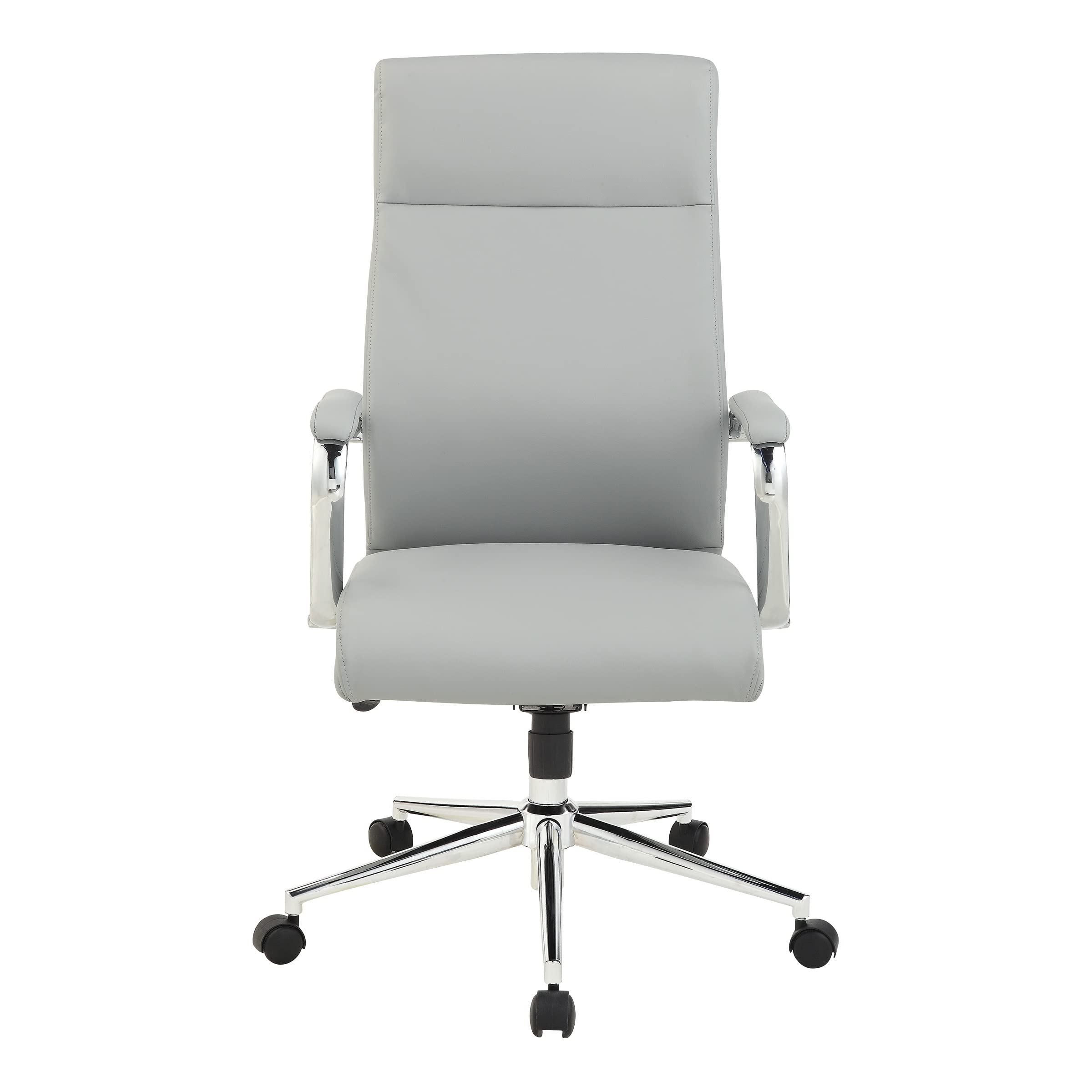 Office Star Antimicrobial High-Back Adjustable Manager's Office Chair with Chrome Base & Dillon Steel Fabric - Ergonomic Desk Chair for Home & Professional Workspaces
