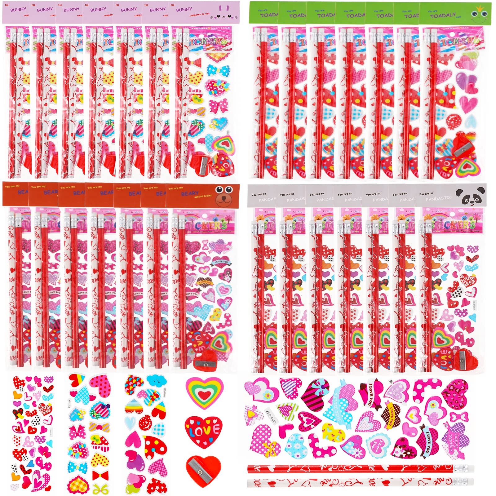 28-Pack Valentine's Day Stationery Set for Kids - Assorted Cards, Stickers & Classroom Gifts | Perfect for School Exchanges, Party Favors & Teacher Rewards | Fun Valentine's Gifts for Classmates & Friends