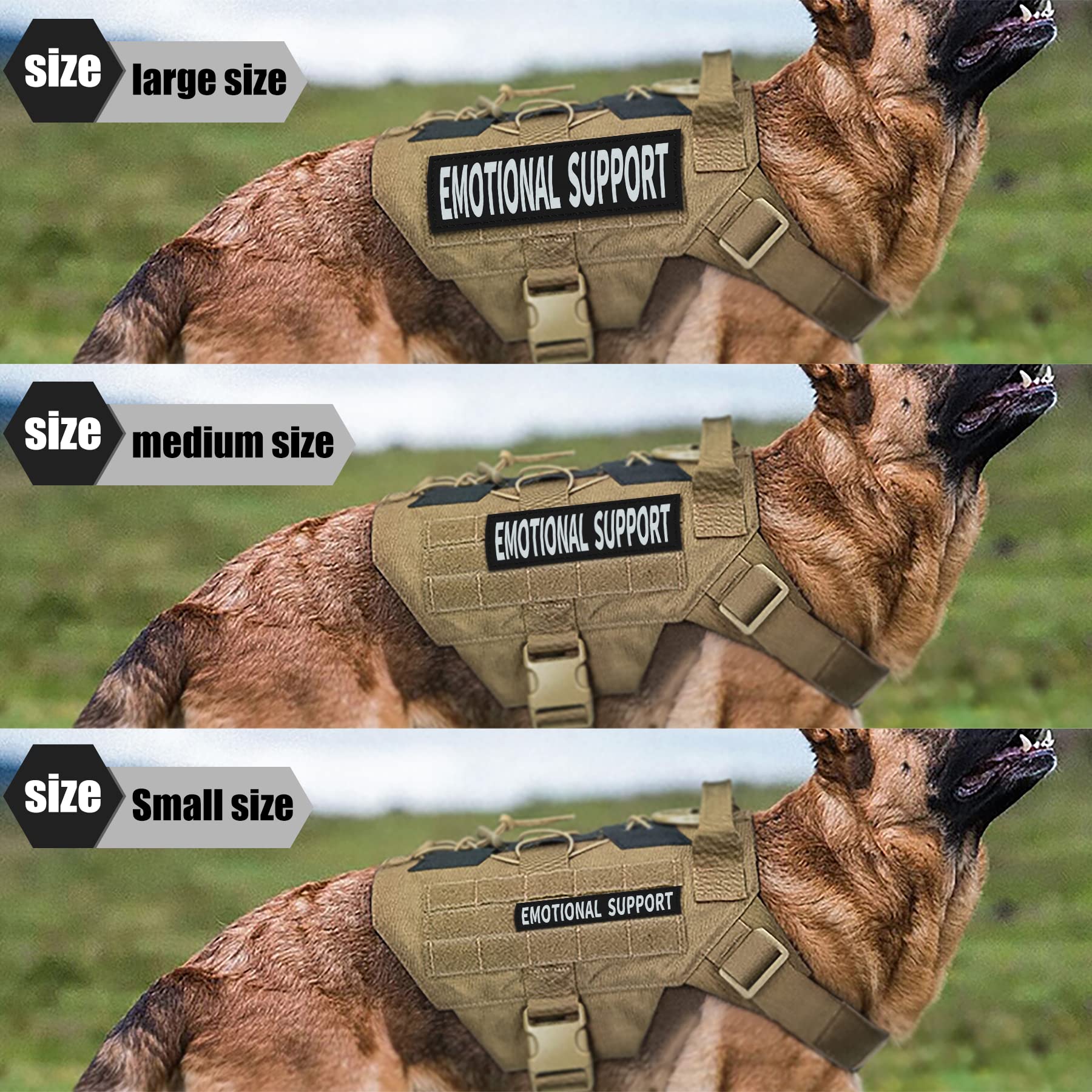 Reflective Emotional Support Dog Vest Patches - Set of 2 Removable Therapy Dog Patches with Printed Letters for Harness, Collar or Leash | Perfect for Night Walks, Service Animals & Pet Safety