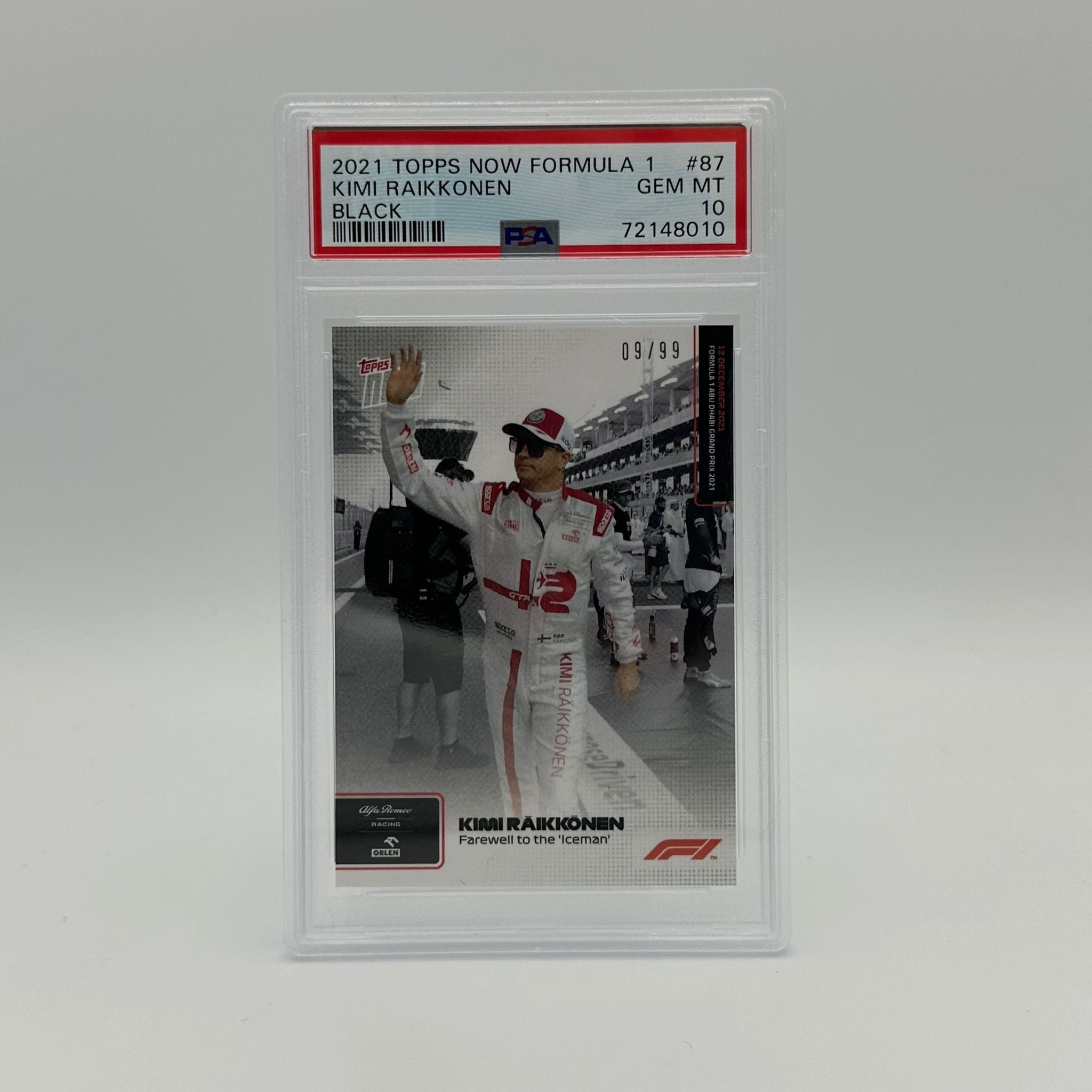 PSA 10 Graded 2009 Kimi Raikkonen Farewell to the Iceman #87 Racing Card - Perfect for F1 Collectors, Sports Memorabilia Displays & Investment Collections