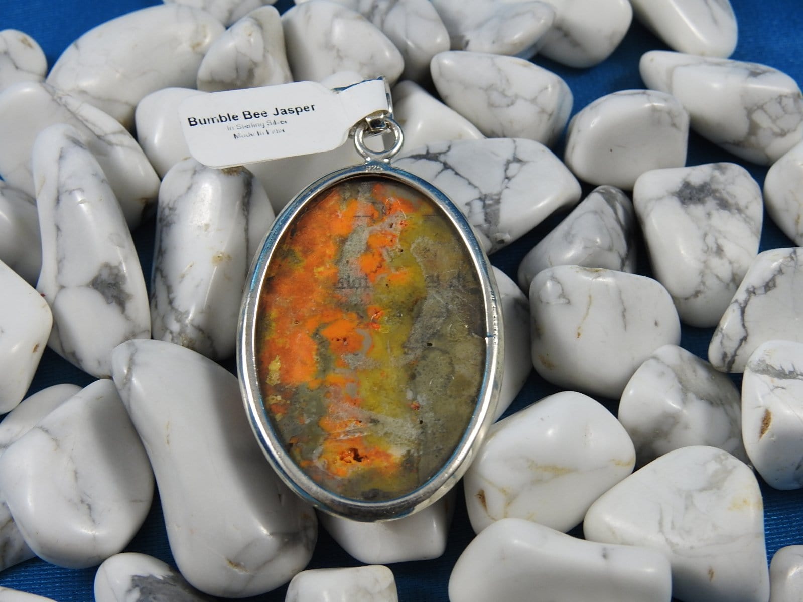 Bumblebee Jasper Sterling Silver Pendant Necklace - Natural Stone Jewelry for Women - Perfect for Gifts, Meditation & Spiritual Healing