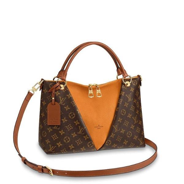 Authentic Louis Vuitton V Tote MM Handbag - Monogram Canvas with Safran Yellow Leather Trim - Perfect for Work, Travel & Everyday Luxury Accessory