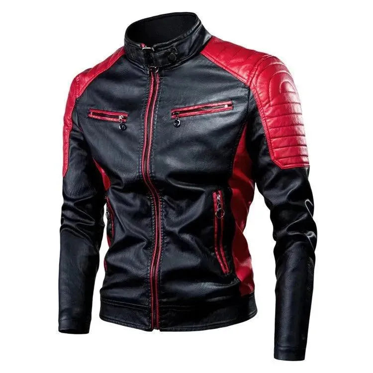 Men's Slim Fit PU Leather Jacket with Stand Collar - Stylish Outerwear for Casual Wear, Date Night & Motorcycle Riding