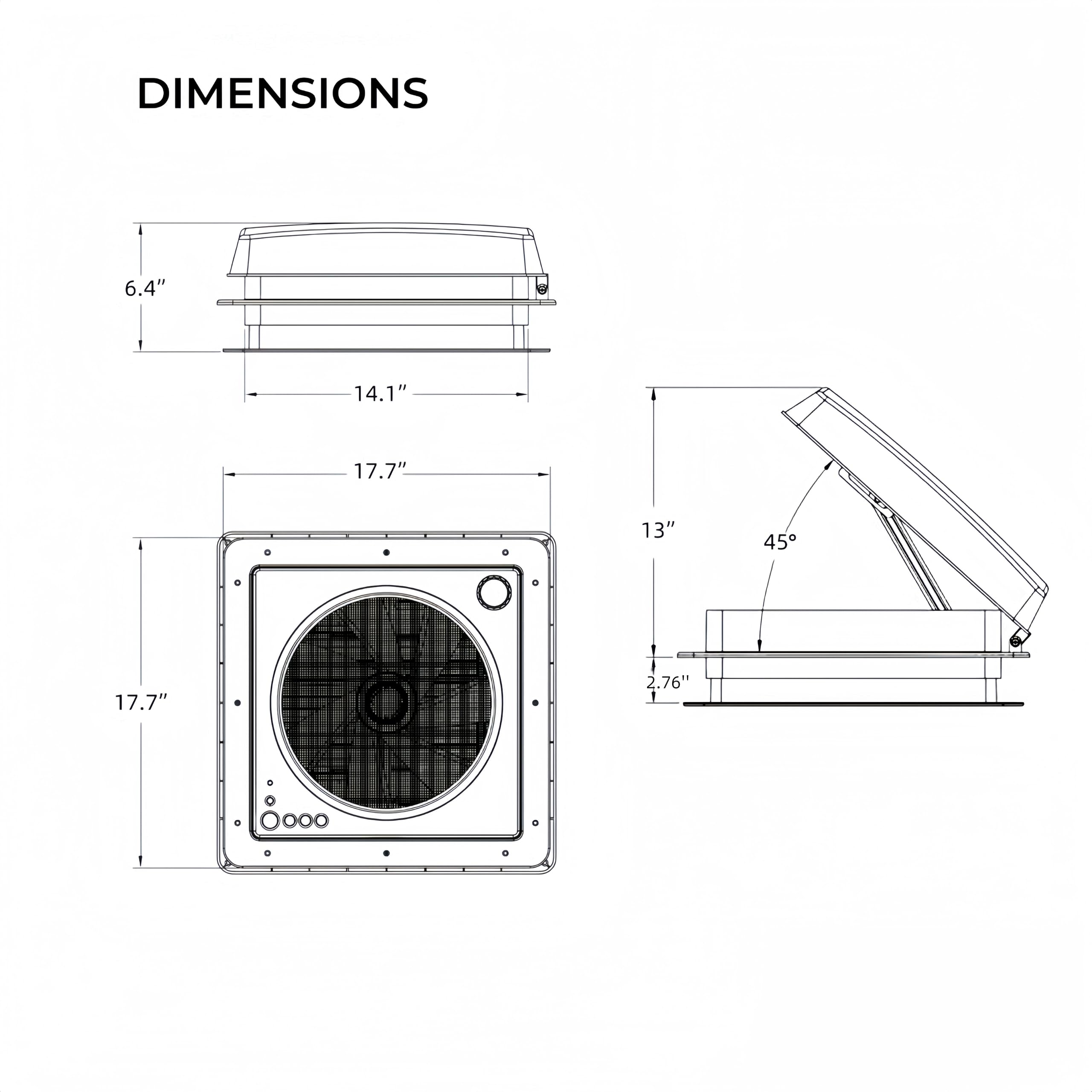 Smart RV Vent Fan with Remote Control - 14'' IP68 Waterproof Roof Ventilation, 4-Speed Reversible Airflow, 25dB Ultra Quiet - Rain Sensor & 5-Year Warranty for Motorhomes, Trailers, Campers - Perfect for Summer Cooling & Winter Ventilation in RVs