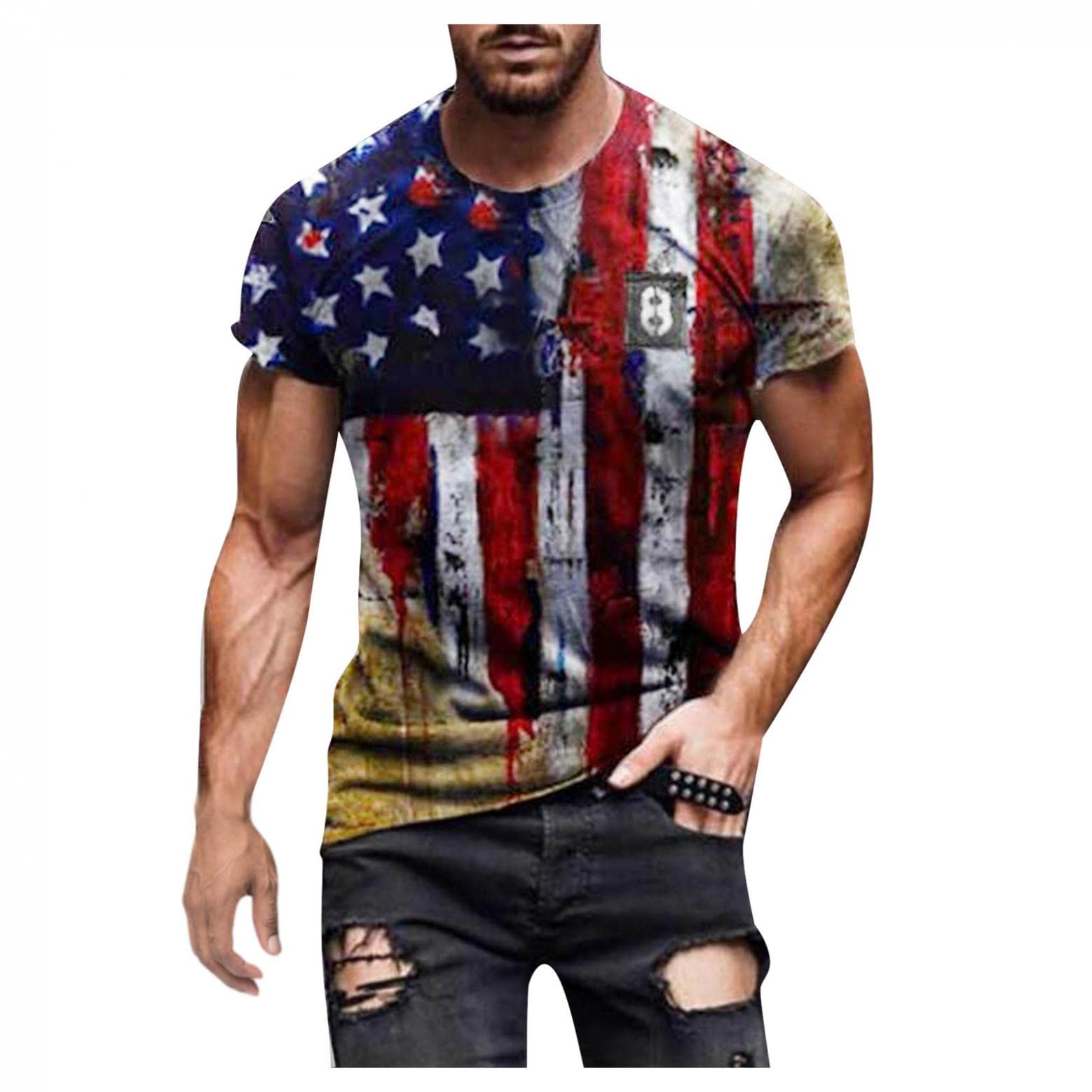 Big and Tall Men's Skull Print T-Shirt - Hip Hop Graphic Tee for Summer - Casual Short Sleeve Blouse Top | Perfect for Streetwear, Concerts & Casual Outings