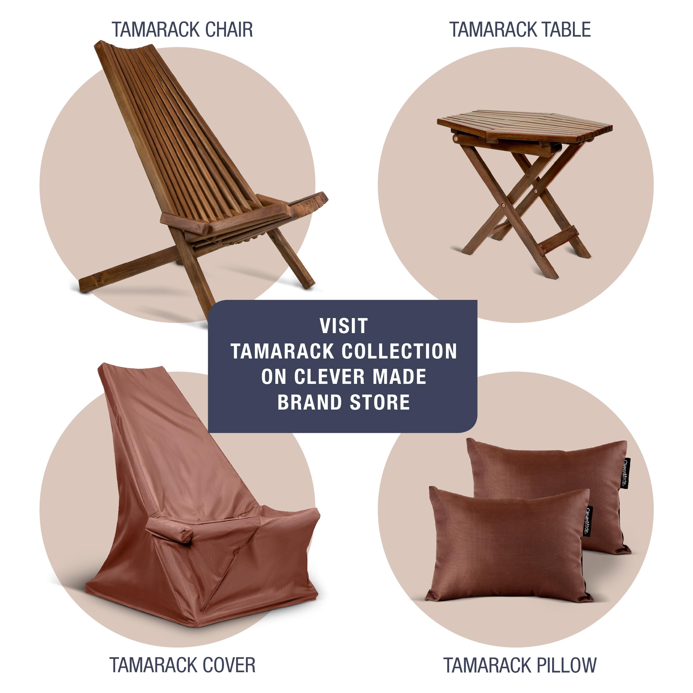 CleverMade Tamarack Chair Cover - Waterproof Outdoor Patio Furniture Protector for Folding Wooden Chairs (2 Pack, Mocha) | UV Resistant & Weatherproof | Perfect for Backyard, Garden, and Poolside Use