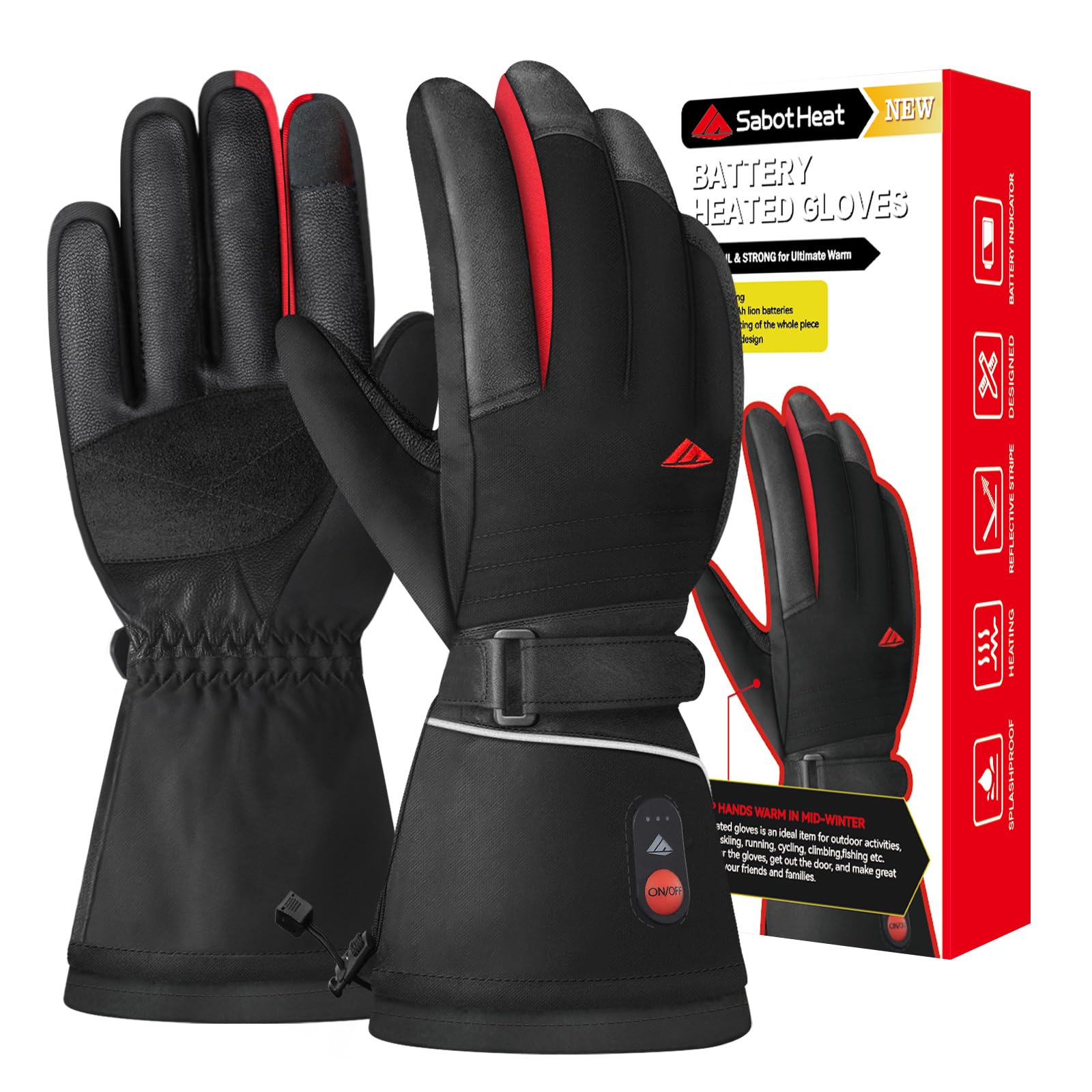 SabotHeat 11.1V Fast Boosted Heated Gloves for Men & Women - Touchscreen Winter Gloves for Extreme Cold Weather, Perfect for Snow Work, Skiing, Running & Outdoor Activities | Great Christmas Gift Idea for Him & Her | Stay Warm During Winter Sports, Commuting & Outdoor Adventures
