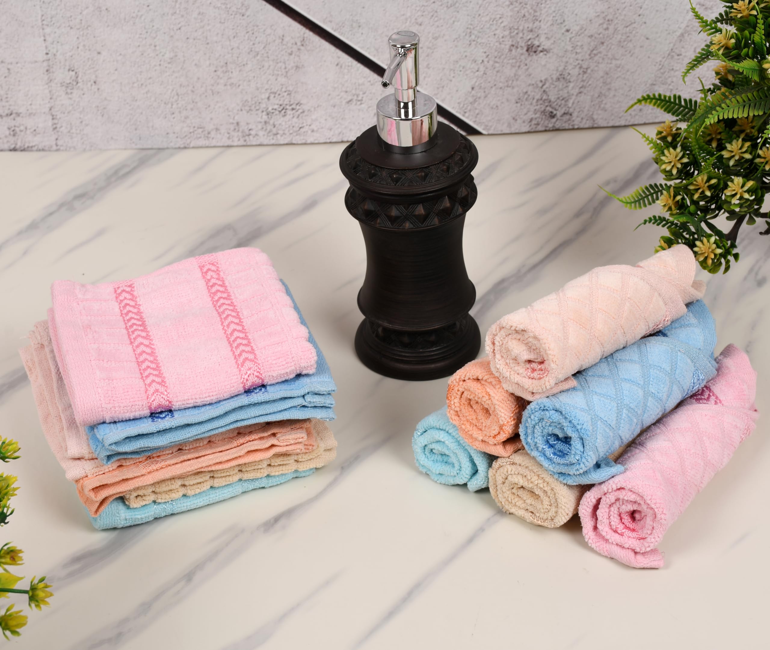GRGRASP Velvet & Cotton Quick-Dry Facial Towel Set - 12 Pack (10x10 Inches) - Perfect for Skincare, Gym, Travel, and Daily Use