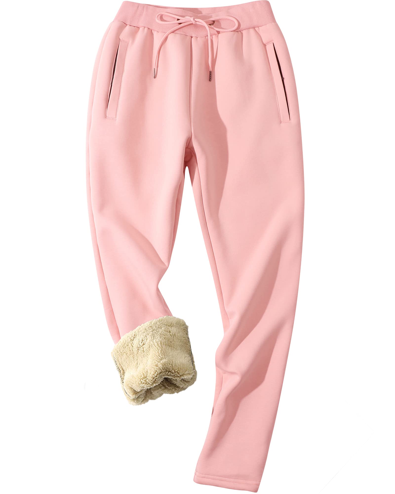 MACHLAB Women's Winter Warm Fleece-Lined Jogger Pants - Thermal Sherpa Lined Athletic Sweatpants for Running, Yoga & Lounge Wear - Cozy Cold Weather Workout Pants