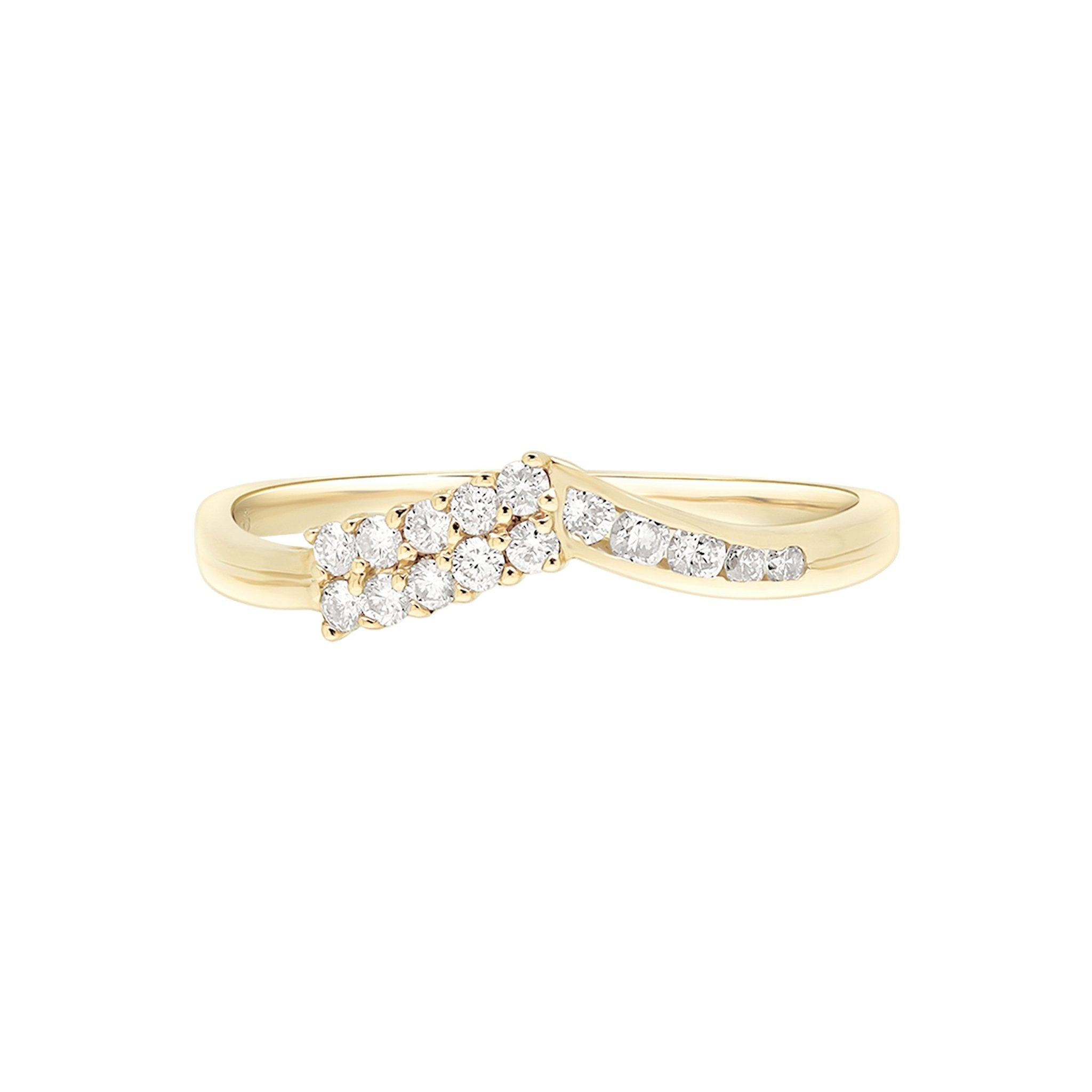 14K Yellow Gold Diamond Chevron Eternity Band Ring - Elegant Wedding Band, Anniversary Gift for Her, Perfect for Bridal Jewelry & Special Occasions