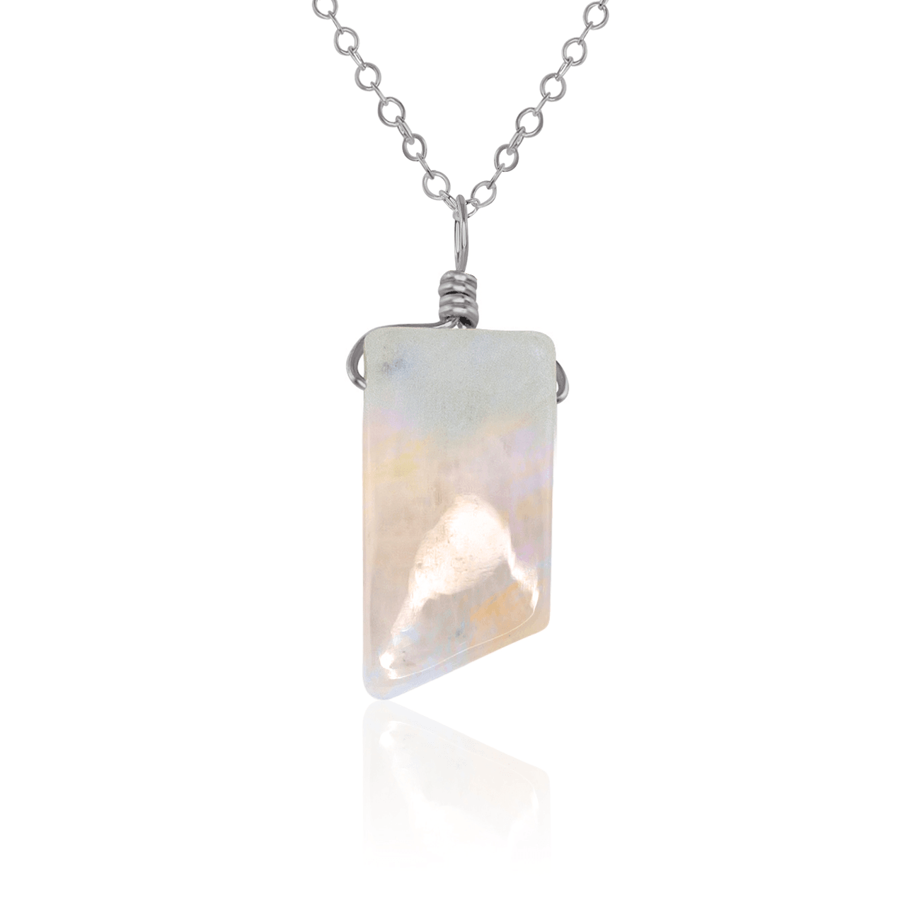 Rainbow Moonstone Pendant Necklace - Smooth Crystal Point Jewelry for Women | Perfect for Meditation, Yoga & Spiritual Healing