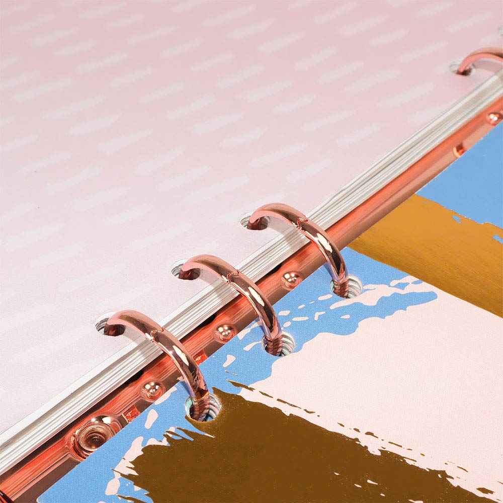 Rose Gold 6-Ring Clear Binder Cover with Snap Button - A5 21mm PVC Transparent Loose Leaf Folder for School, Office & Home Organization - Perfect for Notebooks, Documents & Project Presentations