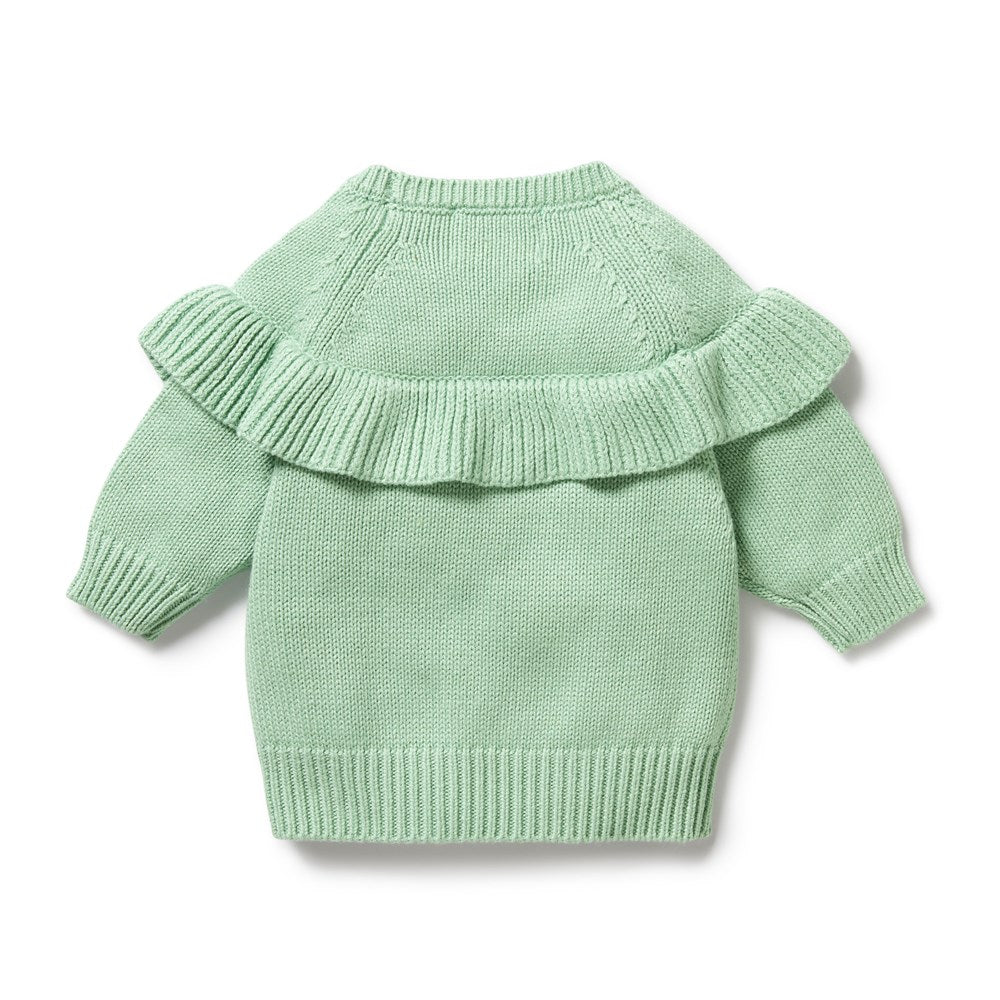 Stylish Mint Green Knitted Ruffle Jumper for Women - Cozy Winter Pullover with Feminine Details | Perfect for Casual Outings, Office Wear & Holiday Outfits