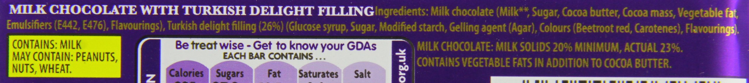 Cadbury Dairy Milk Turkish Delight Chocolate Bar - 50g (Pack of 24) | Rich Milk Chocolate with Turkish Delight Filling | Perfect for Gifts, Parties & Sweet Treats