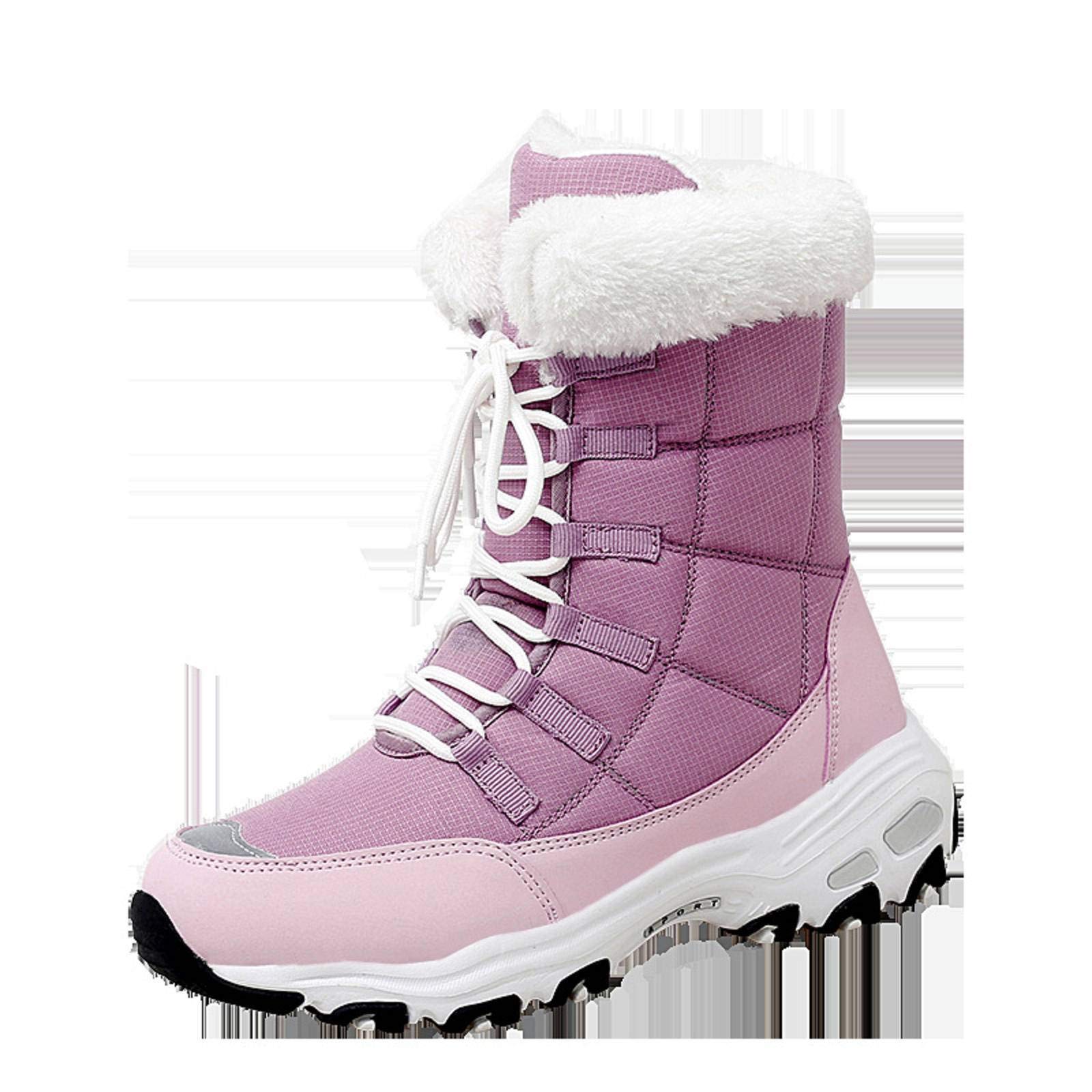 Girls' Winter Boots for Toddlers - Cotton Snow Boots with Thick Velvet High Top, Non-Slip Flat Sole for Outdoor Walking & Hiking - Perfect for Snow Play, School, and Winter Adventures