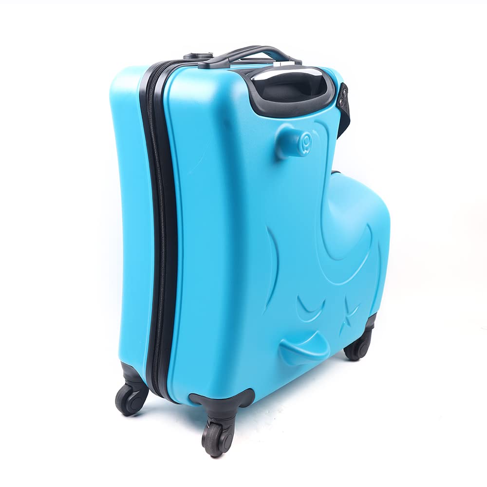 KIOPOWQ Kids Ride-On Suitcase - 20 Inch Wheeled Duffel Bag & Trolley Luggage for Children Ages 1-4 (Blue) - Perfect for Air Travel, Road Trips & Preschool Adventures