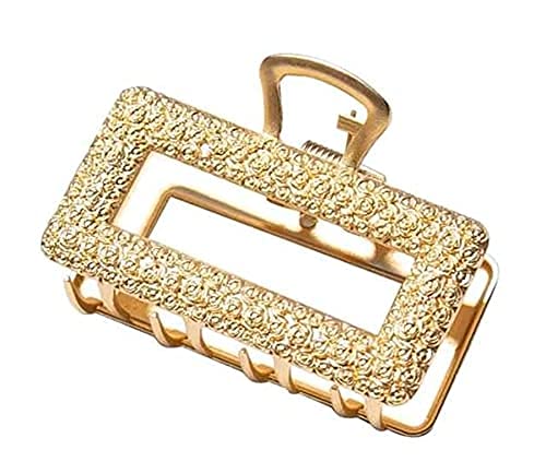 3-Piece Shiny Metal Hair Claw Clips for Women - Rhinestone Hair Barrettes & Jaw Clamps for Thick Hair - Half Bun Hairpins & Hair Accessories for Girls & Women (Perfect for Parties, Weddings & Everyday Styling)