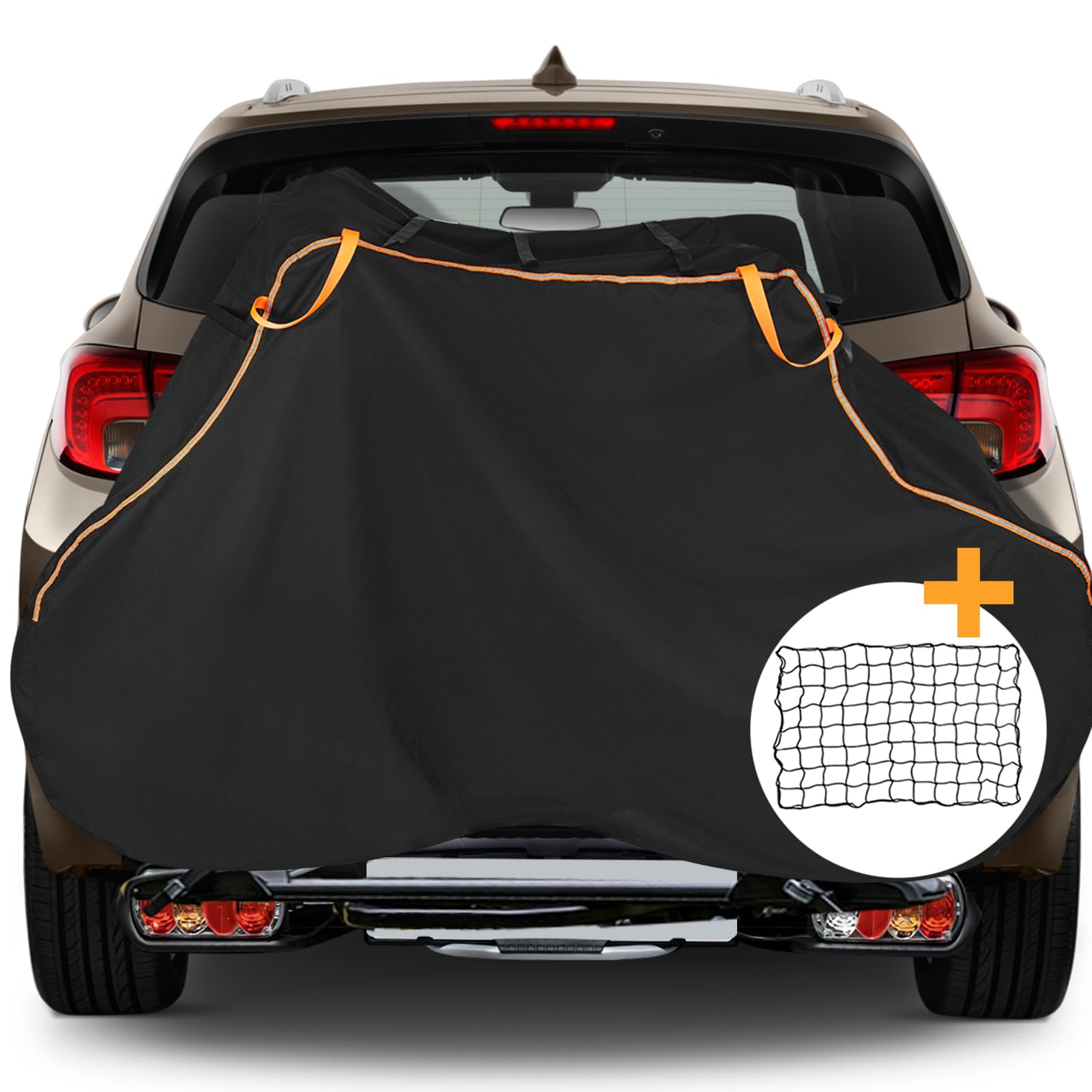 Heavy Duty 600D Oxford Bike Cover for 2 Bikes - Waterproof Tear-Resistant Bicycle Transport Cover with Adjustable Cargo Net - Perfect for Rear Bike Rack Protection During Travel & Outdoor Adventures
