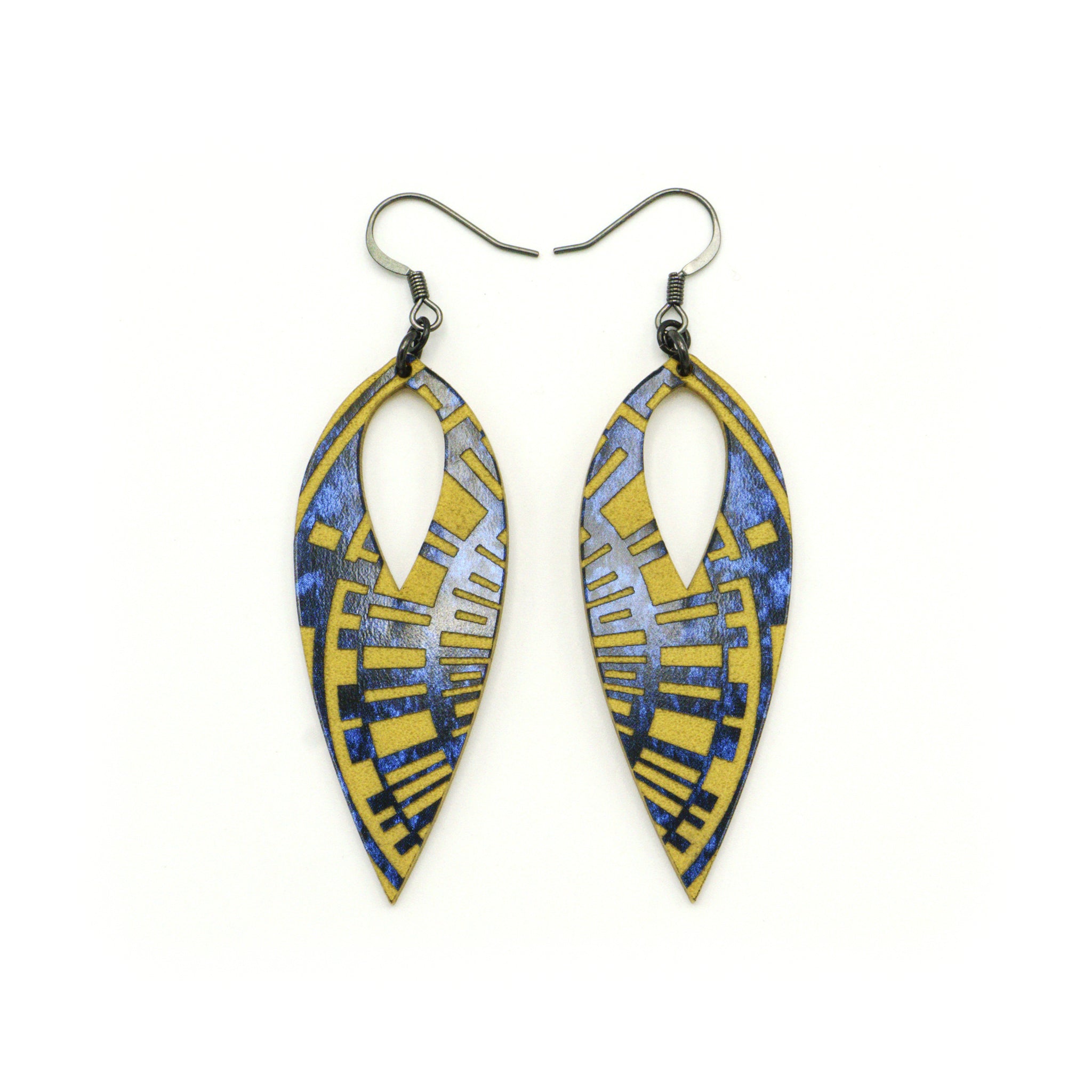 Nativas [06] Acrylic Earrings - Celestial Blue & Gold Dangle Earrings for Women | Trendy Statement Jewelry for Parties, Weddings & Everyday Wear