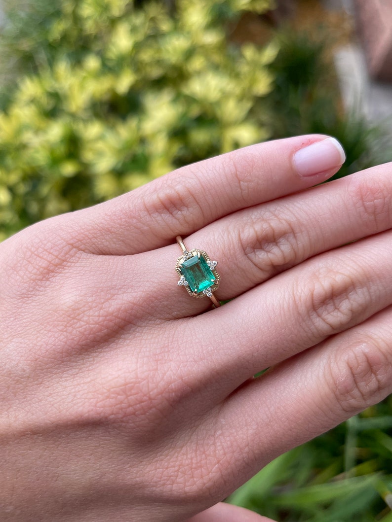 1.32tcw Natural Emerald Cut Diamond Engagement Ring in 14K Gold with Accents - Perfect for Proposals, Anniversaries & Special Occasions