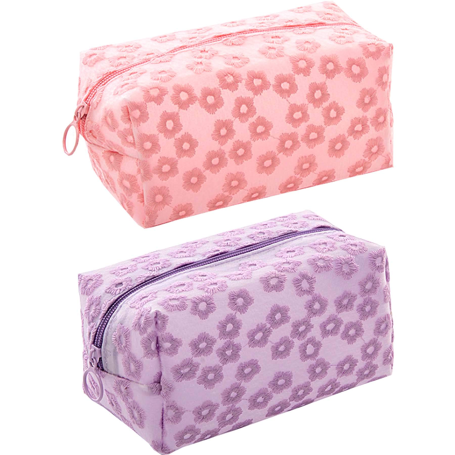 2-Pack Fashionable Multi-Functional Bags - Waterproof Makeup Organizer, Cosmetic Pouch & Travel Toiletry Bag (Pink/Purple) - Perfect for Travel, Gym & Daily Essentials Storage