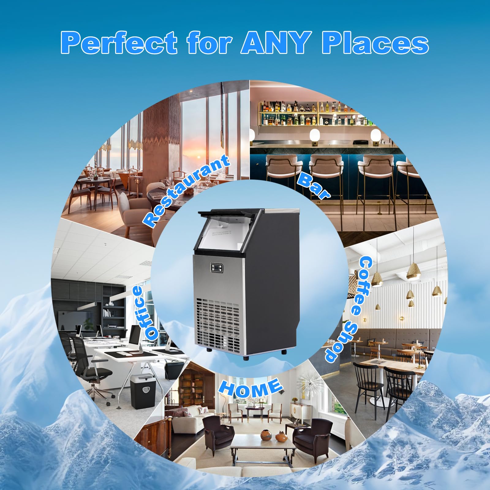 Commercial Under Counter Ice Maker Machine - 99Lbs/24H Fast Ice Production, Auto-Clean Stainless Steel Freestanding Ice Maker for Restaurants, Bars, and Home Use