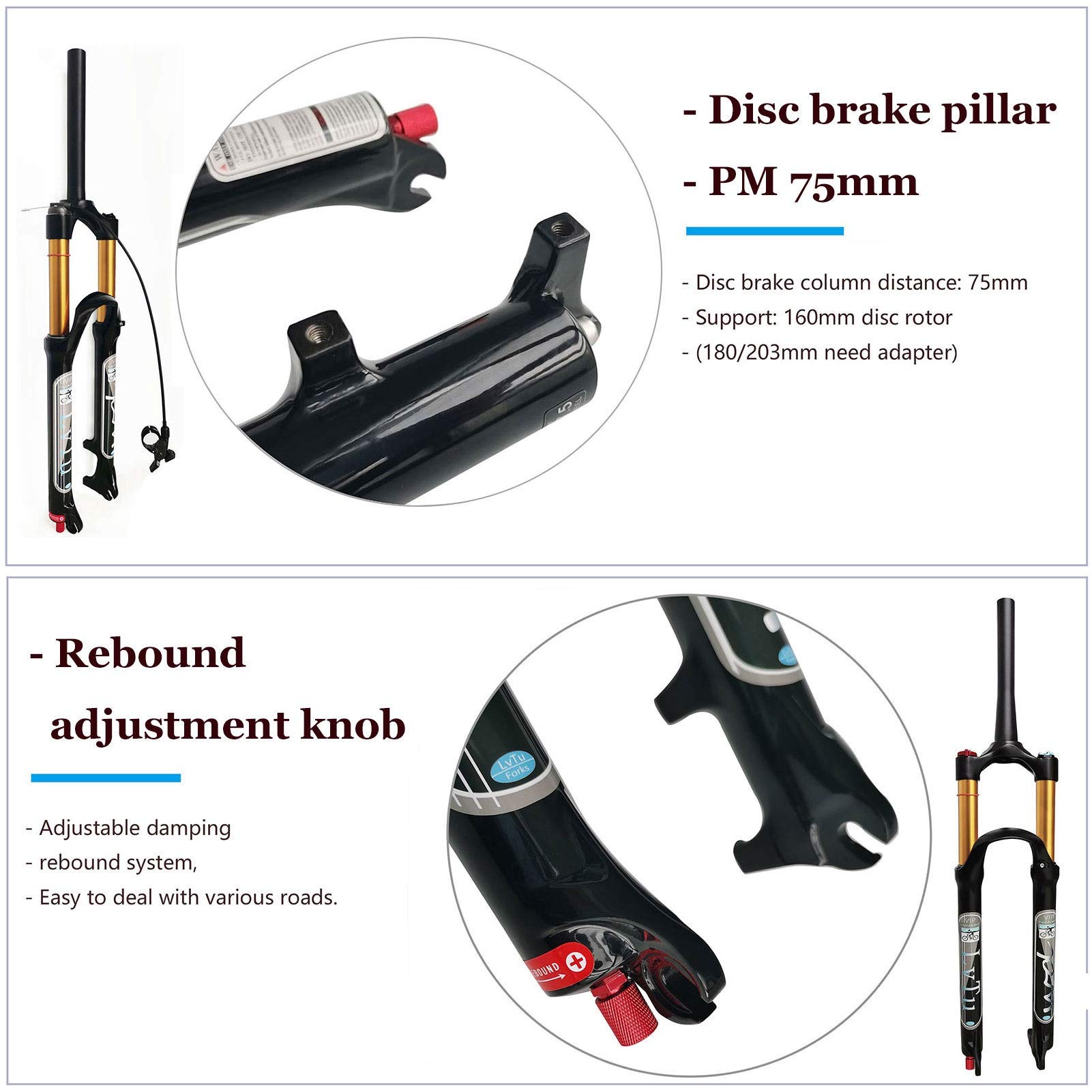 26/27.5/29 Inch Magnesium Alloy MTB Front Suspension Fork - 140mm Travel Air Shock Absorber with Tapered Remote Lockout (29 Inch) - Perfect for Trail Riding, Mountain Biking & Off-Road Adventures