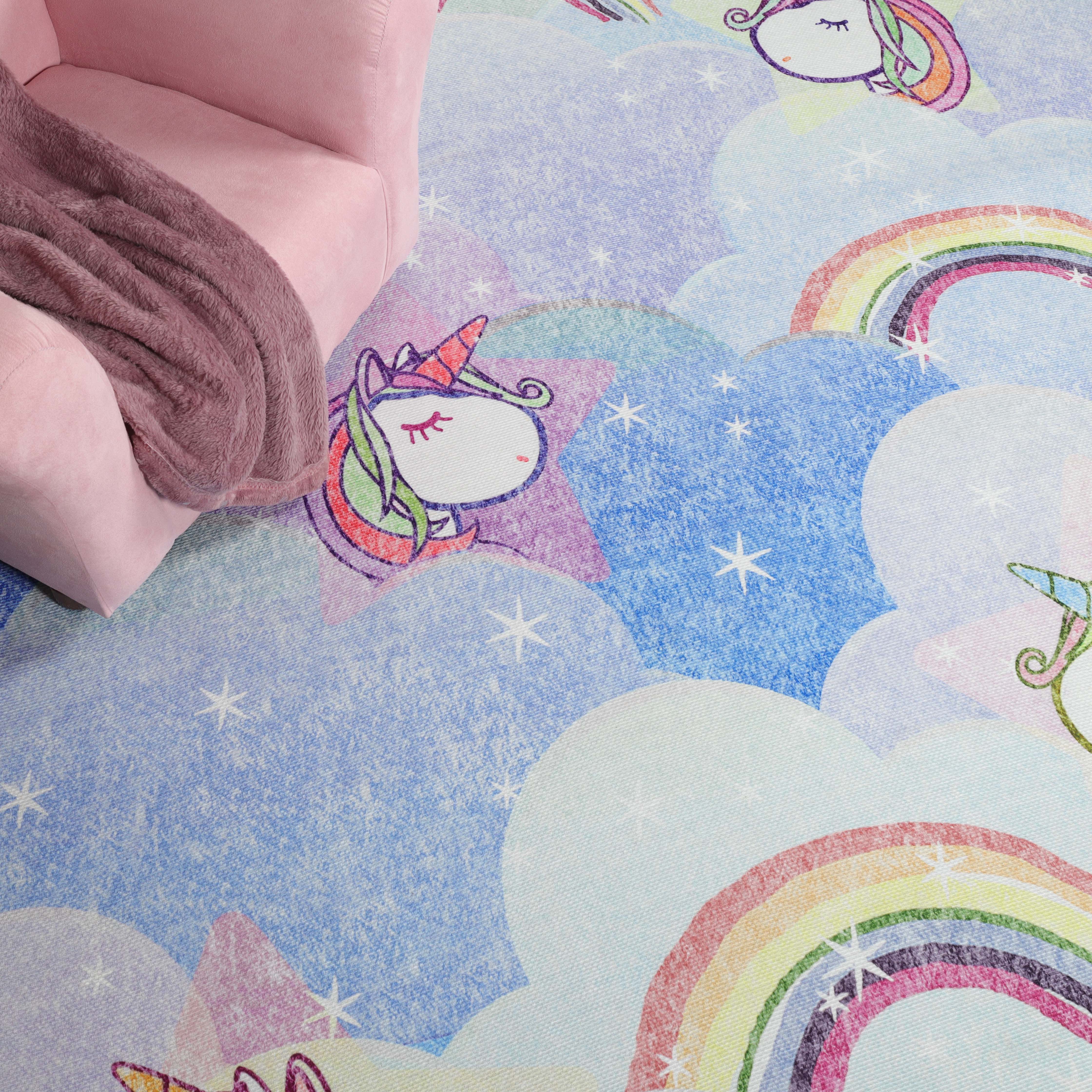 Unicorn Rainbow Kids Playroom Rug - Soft Non-Slip Nursery Carpet for Toddlers & Children | Perfect for Bedroom, Play Area & Daycare Floor Decor