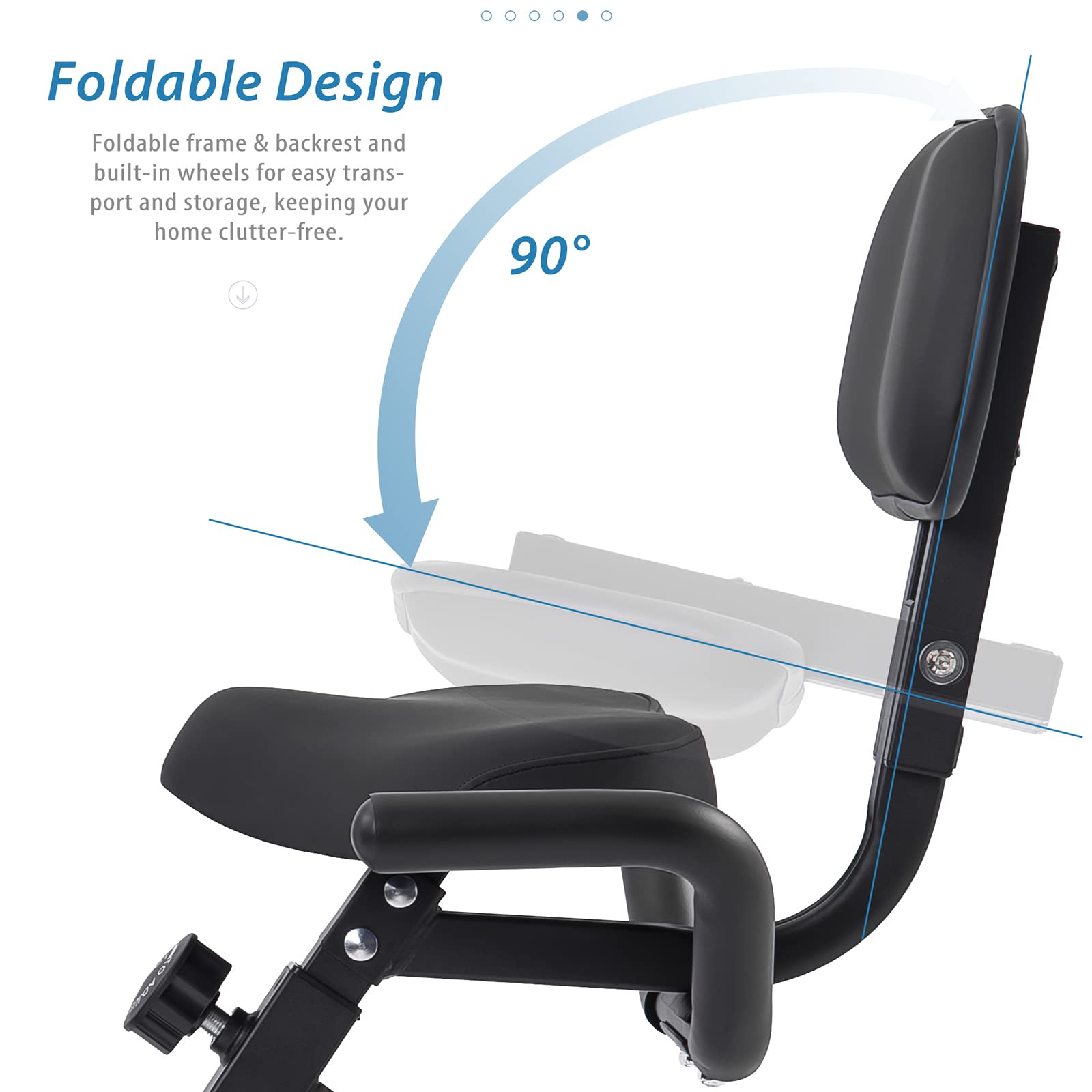 Foldable Exercise Bike for Home & Office - Adjustable Upright/Recumbent X-Bike with 10-Level Magnetic Resistance, Arm Bands & Backrest (350LBS Capacity) - Perfect for Cardio Workouts, Small Spaces & Home Gym Fitness - White & Metal Frame