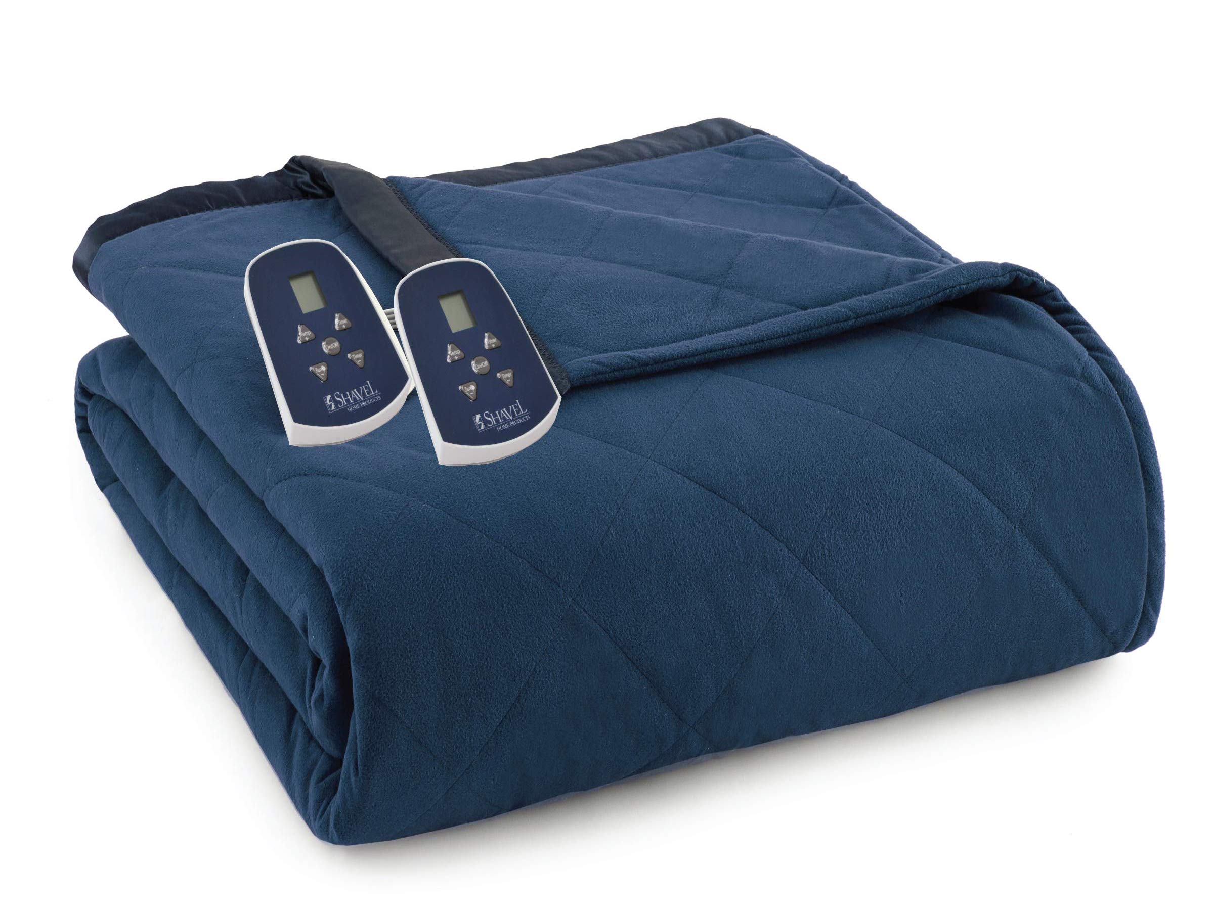 Premium Thermee Micro Flannel Heated Blanket Queen Size - 10 Adjustable Heat Settings, Programmable Electric Warming Blanket, Ultra-Soft & Fast Heating Throw for Cold Nights - Perfect for Bed, Sofa & Winter Relaxation - Ultramarine Blue
