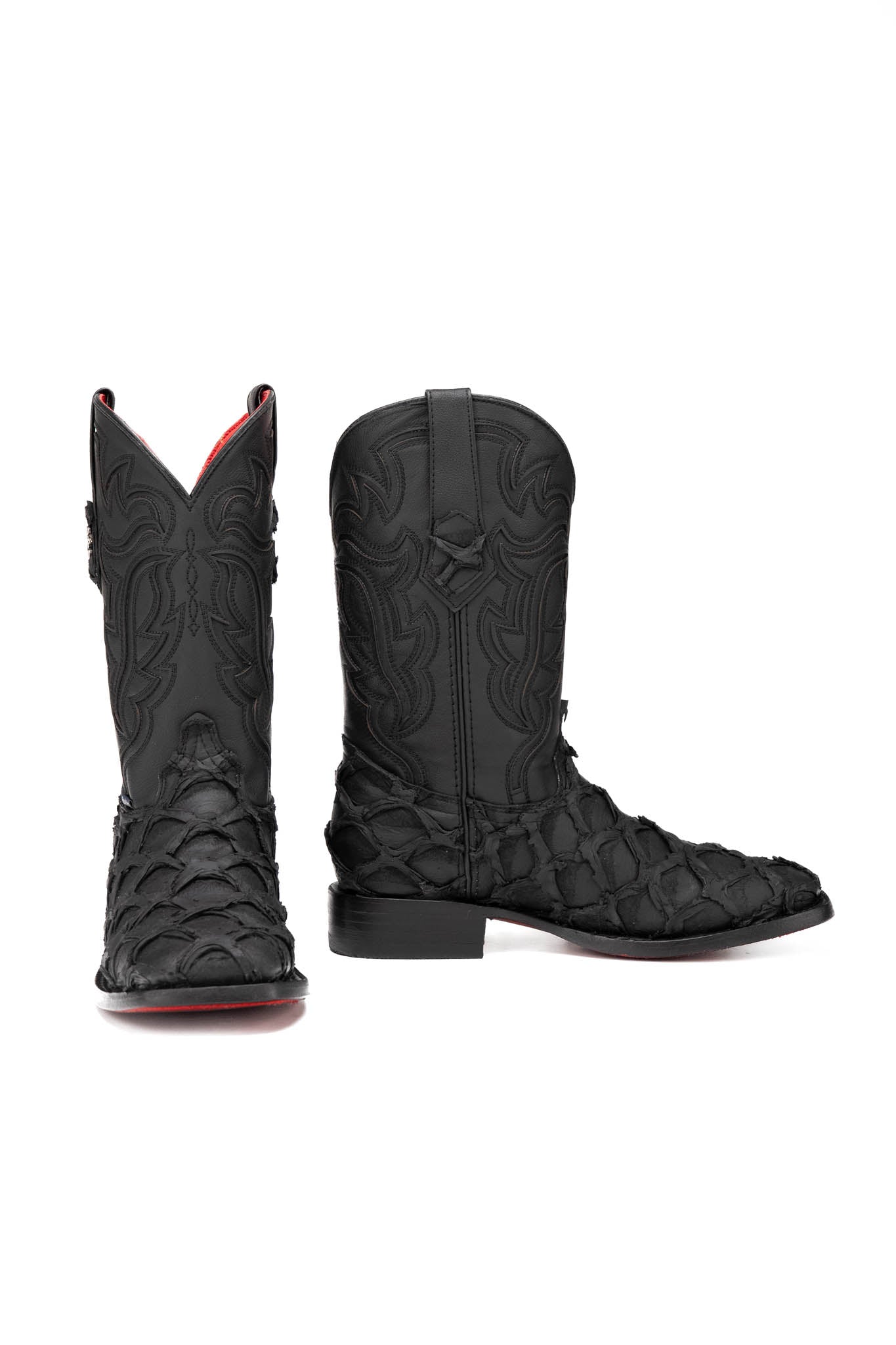Authentic Shelby Pirarucu Red Bottom Square Toe Cowboy Boots for Men - Western Style Riding Boots for Country Music Festivals & Rodeo Events