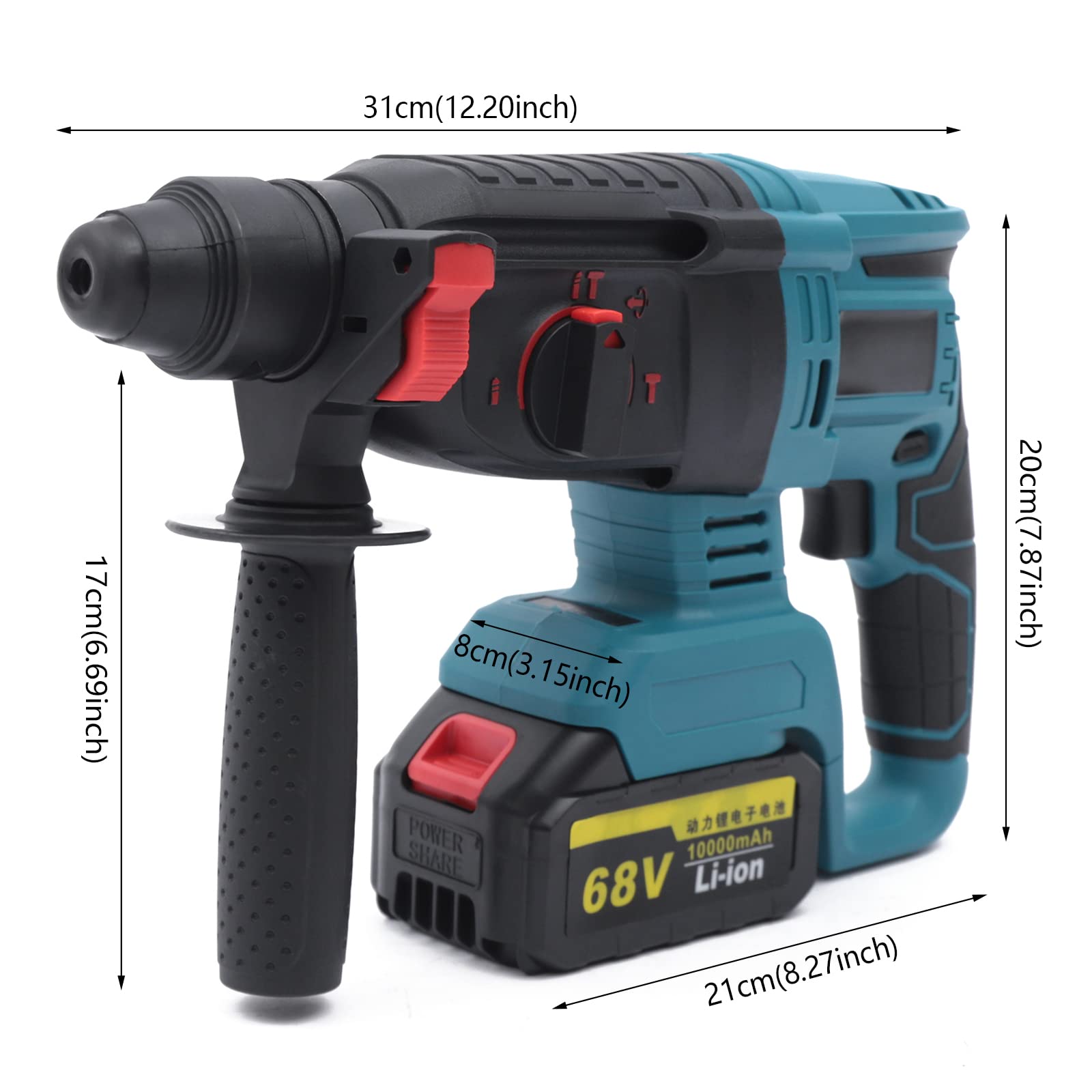 850W 68V Cordless Brushless Impact Wrench & Hammer Drill Set - KPfaster Electric Concrete Breaker Kit for Demolition, Construction & DIY Projects
