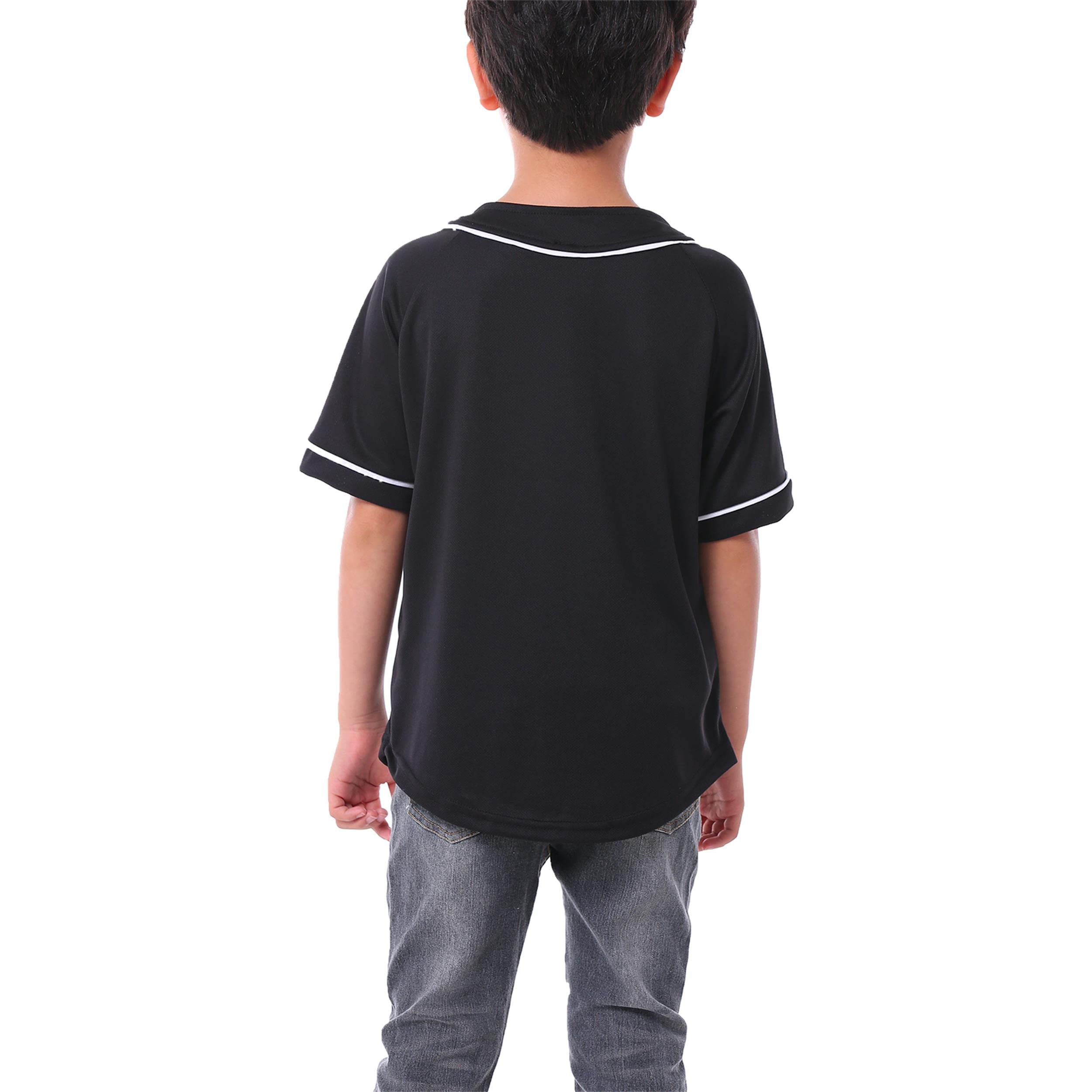 **Trendy Kids Baseball Jersey Button T-Shirt - Boys & Girls Hip Hop Short Sleeve Tee - Black & White Baseball Shirt for Sports, Casual Wear & Street Style**